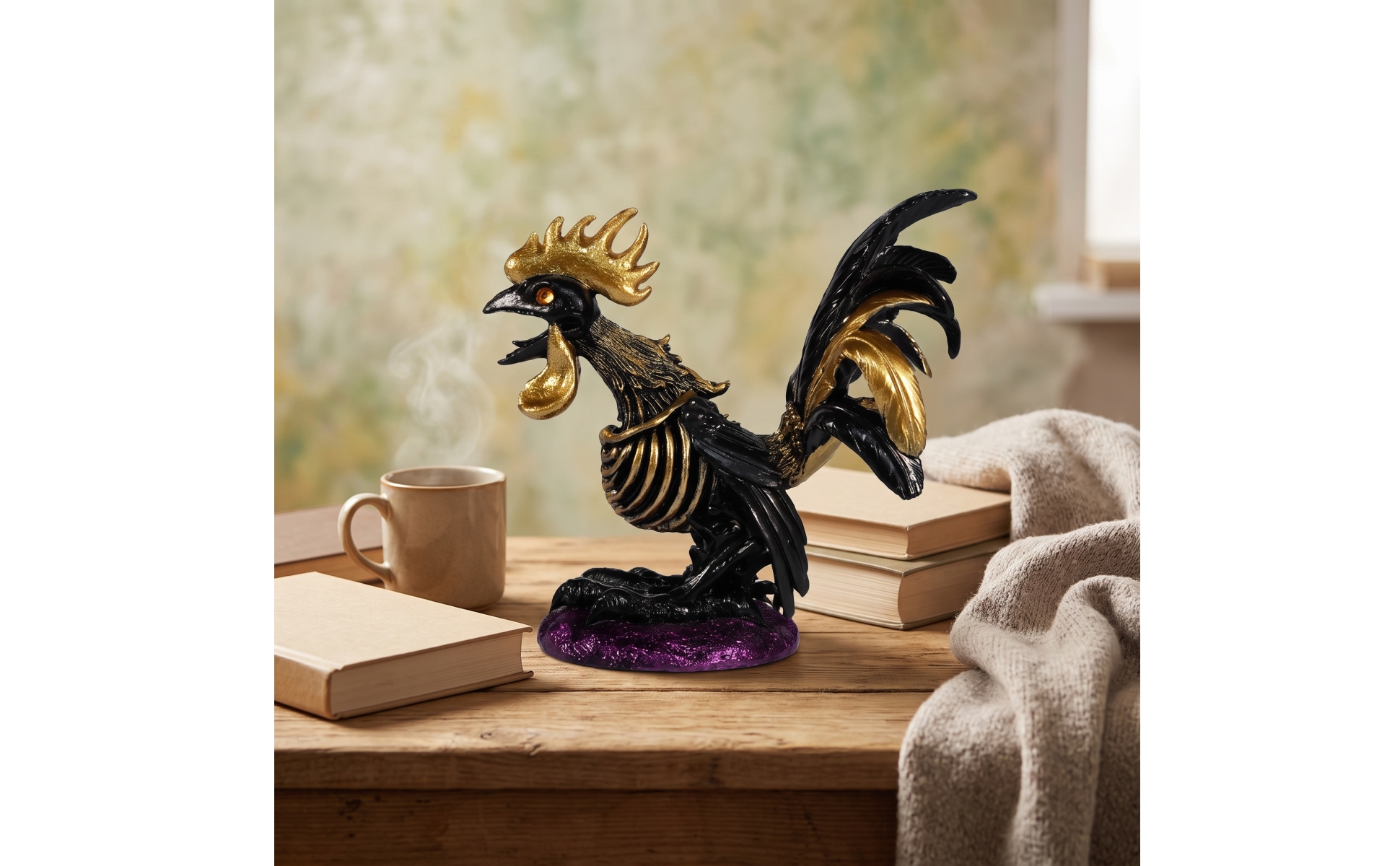 Skeleton Ave Halloween Ave Statue with Ribcage Gothic for Bookshelf