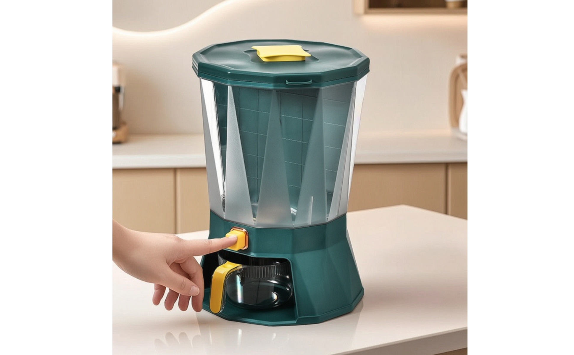 Rice Dispenser with Measuring Cup Rotating Grain Dispenser with Measuring Cup