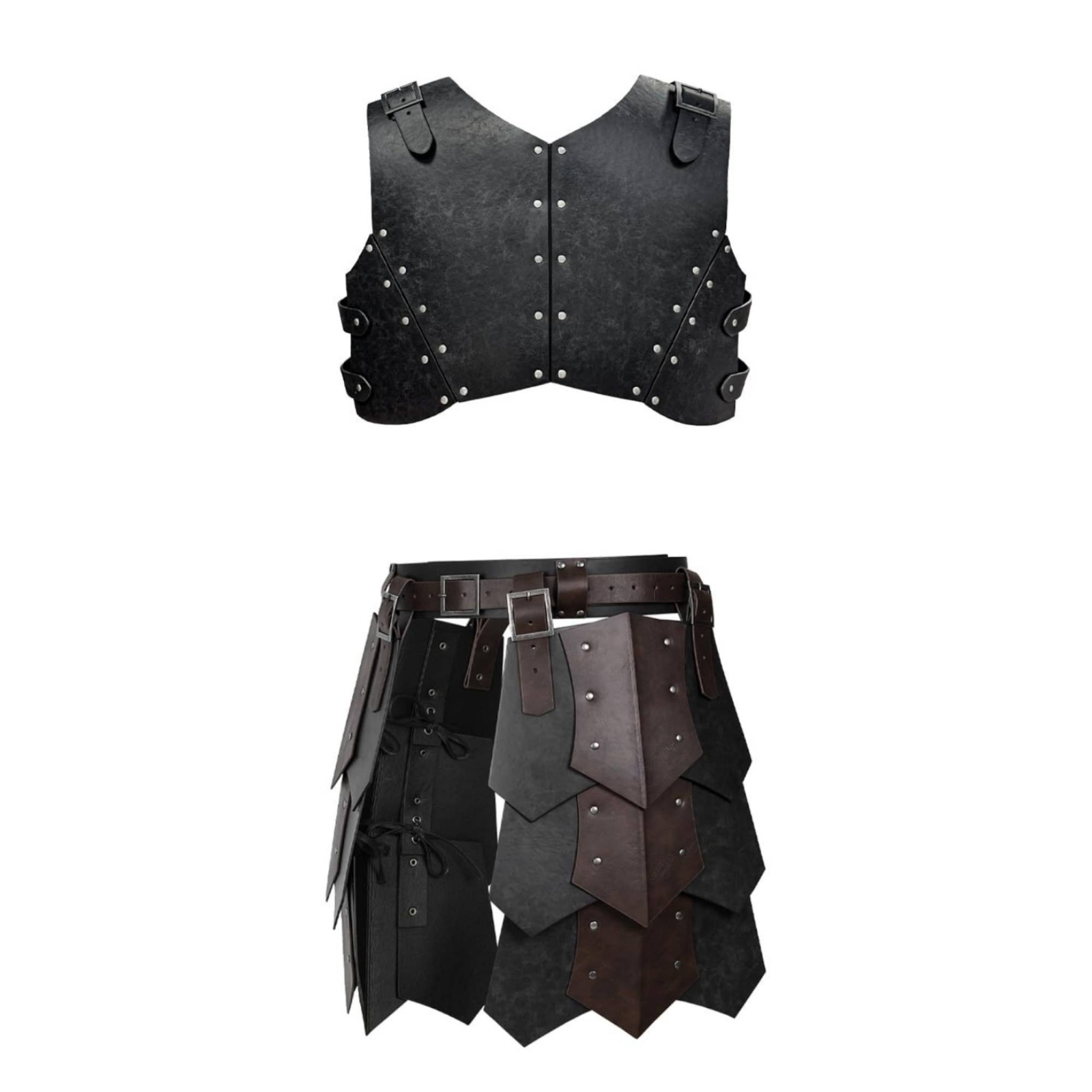 2 Stück Lederschulterpanzer verstellbar Lederpauldron matt für Cosplay