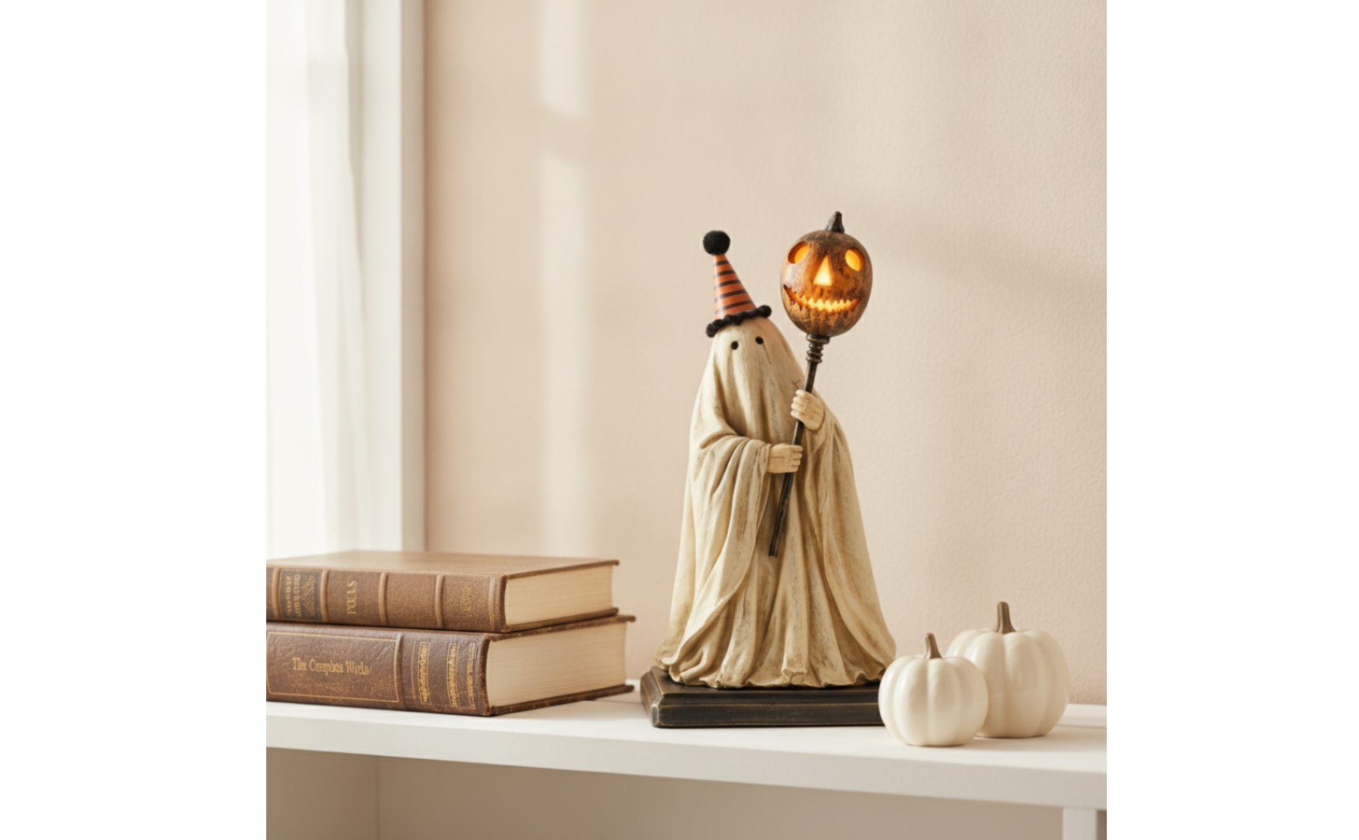 Ghost Figurine with Cane Vintage-Style Ghost Figurine Light-up for Collectors