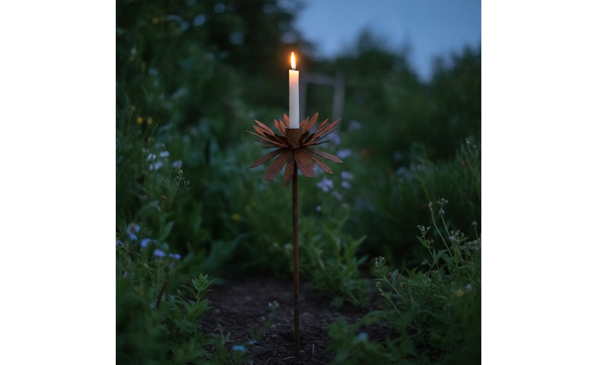 Garden Stake with Candle Cup Decorative Flower Garden Stake Rustic for Patio