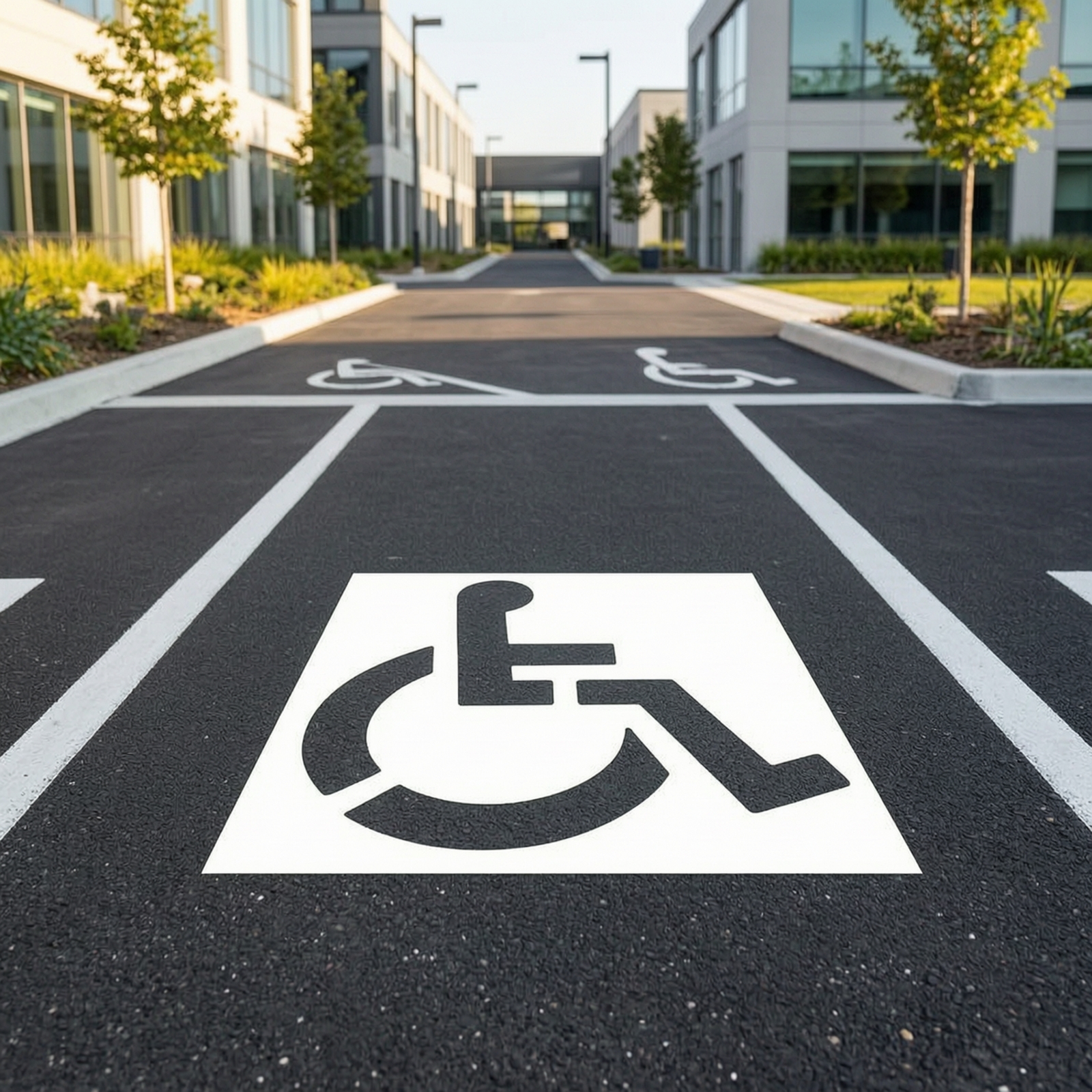 Parking Lot Stencil with Wheelchair Symbol Flexible for Concrete - Produktbild 3