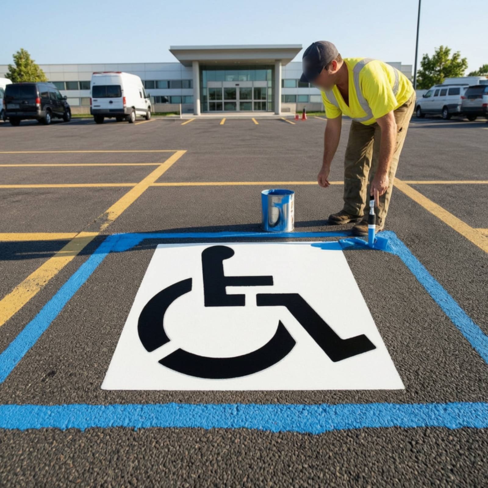 Parking Lot Stencil with Wheelchair Symbol Flexible for Concrete - Produktbild 2