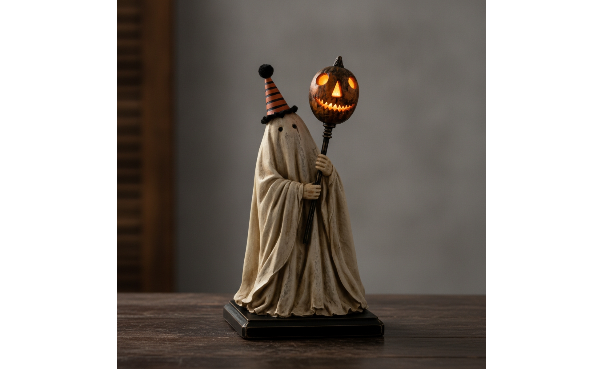 Ghost Figurine with Cane Vintage-Style Ghost Figurine Light-up for Collectors
