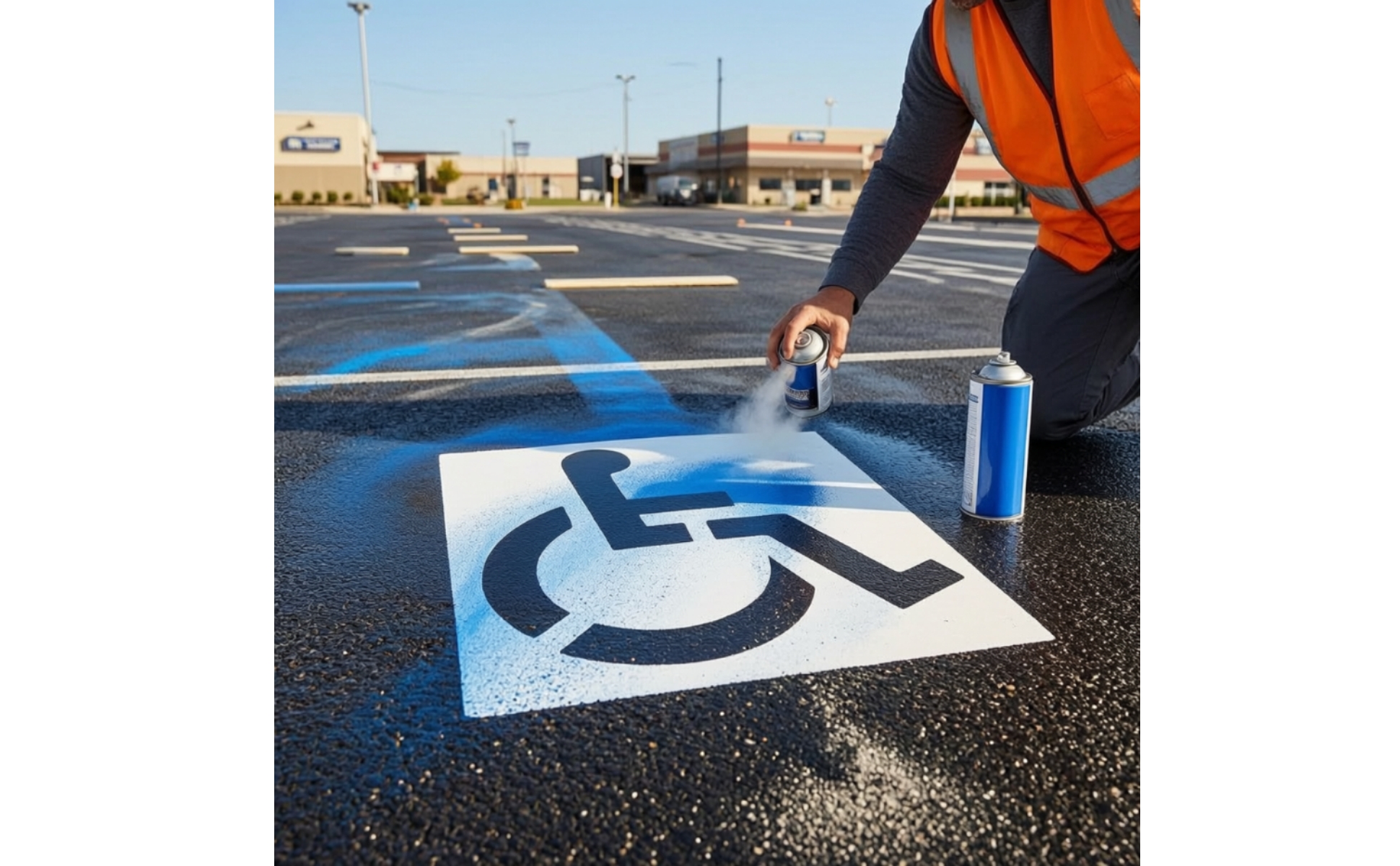 Parking Lot Stencil with Wheelchair Symbol Reusable for Concrete, Contractors