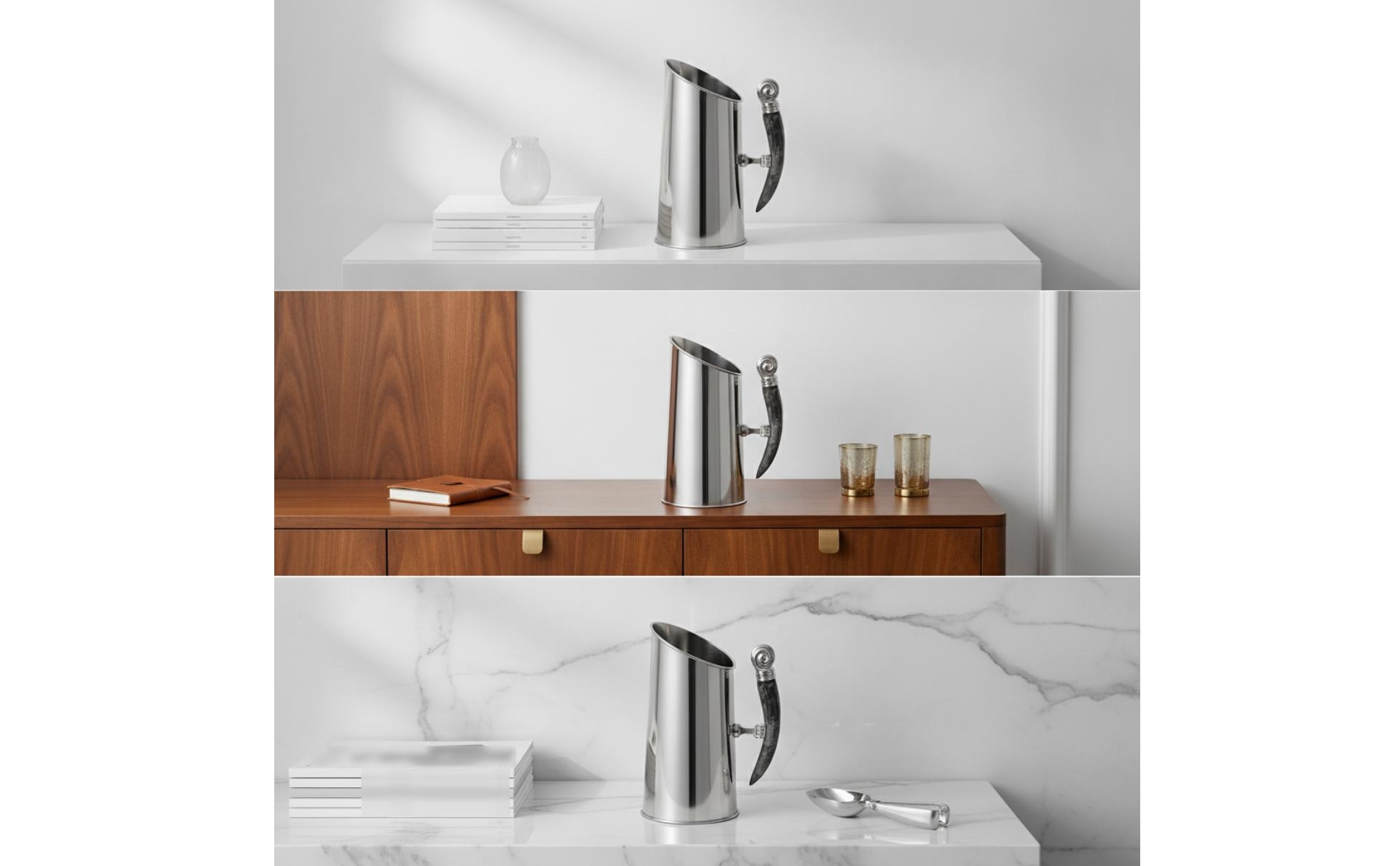 Ice Vessel with Handle Stainless Steel Ice Vessel Polished for Hosts, Decorators