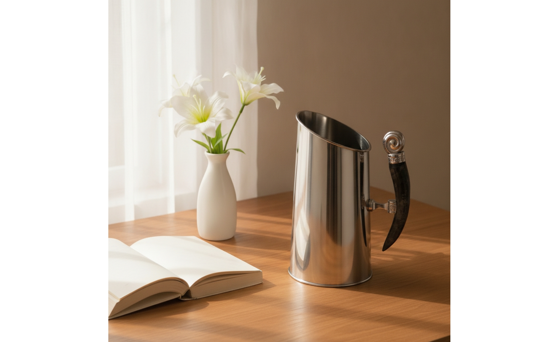 Ice Vessel with Handle Stainless Steel Ice Vessel Polished for Hosts, Decorators