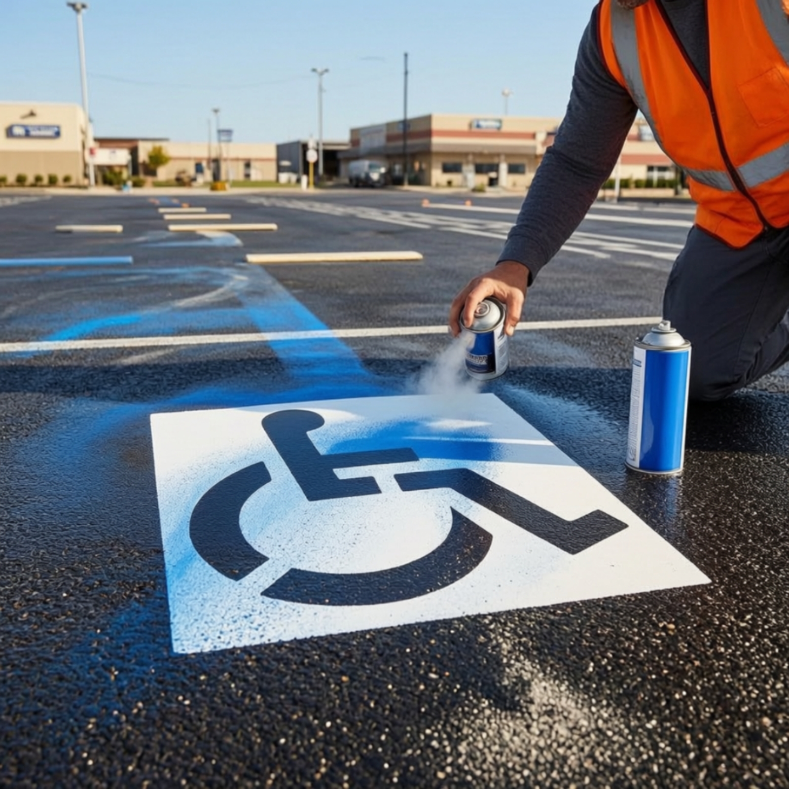Parking Lot Stencil with Wheelchair Symbol Flexible for Concrete