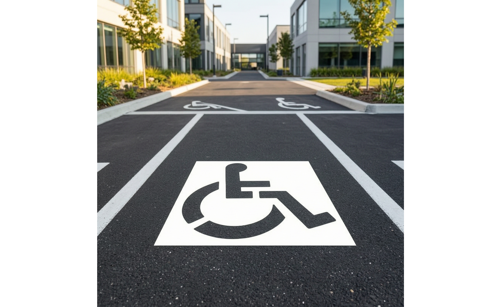 Parking Lot Stencil with Wheelchair Symbol Reusable for Concrete, Contractors