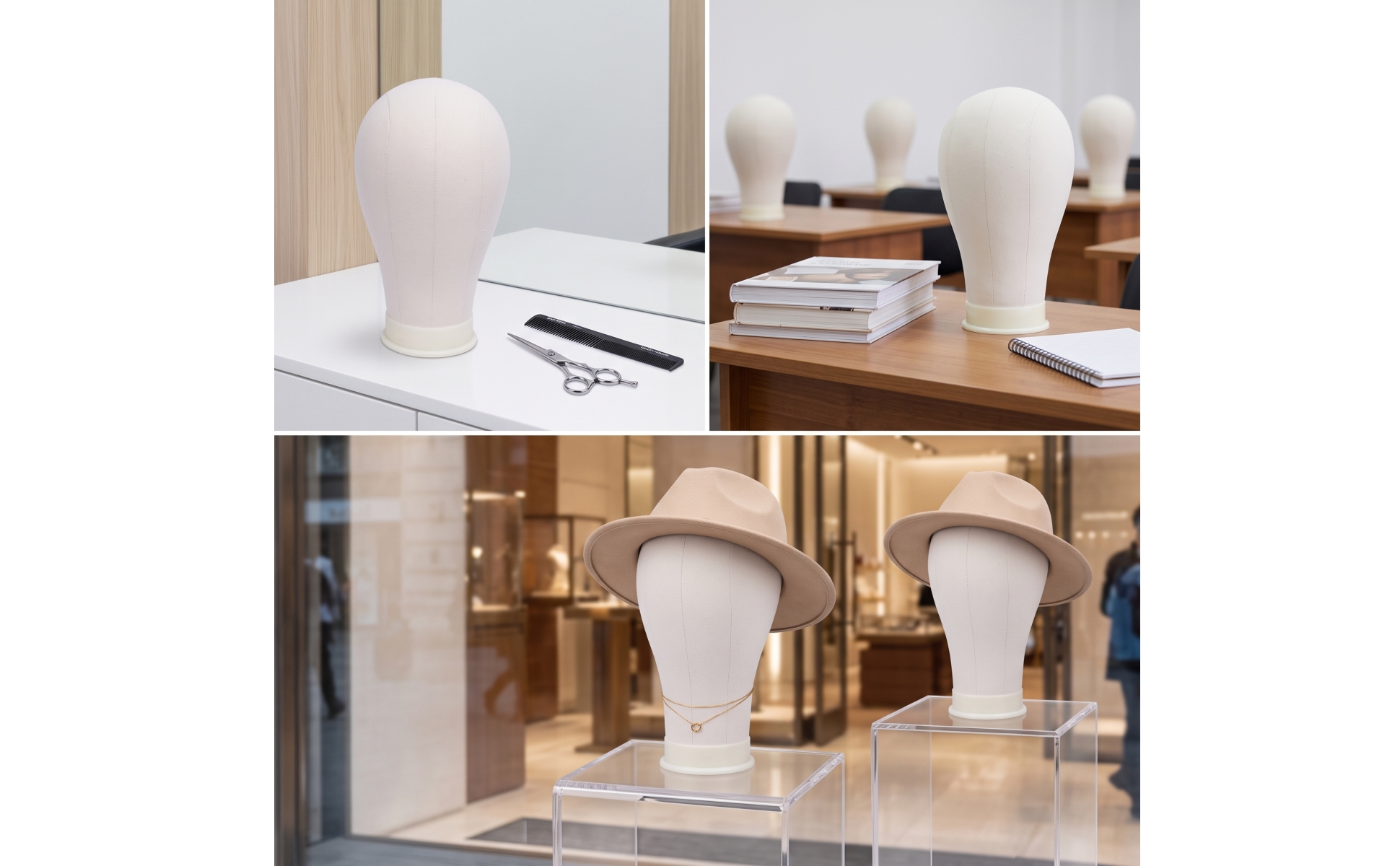 Hairpiece Display Head Textile-Textured Mannequin Head with Cloth Cover Easy To
