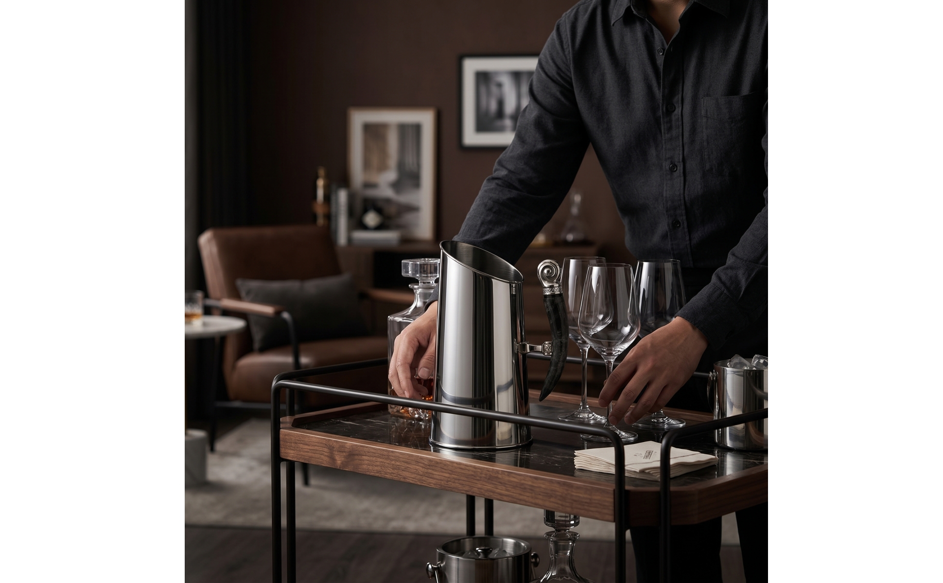 Ice Vessel with Handle Stainless Steel Ice Vessel Polished for Hosts, Decorators