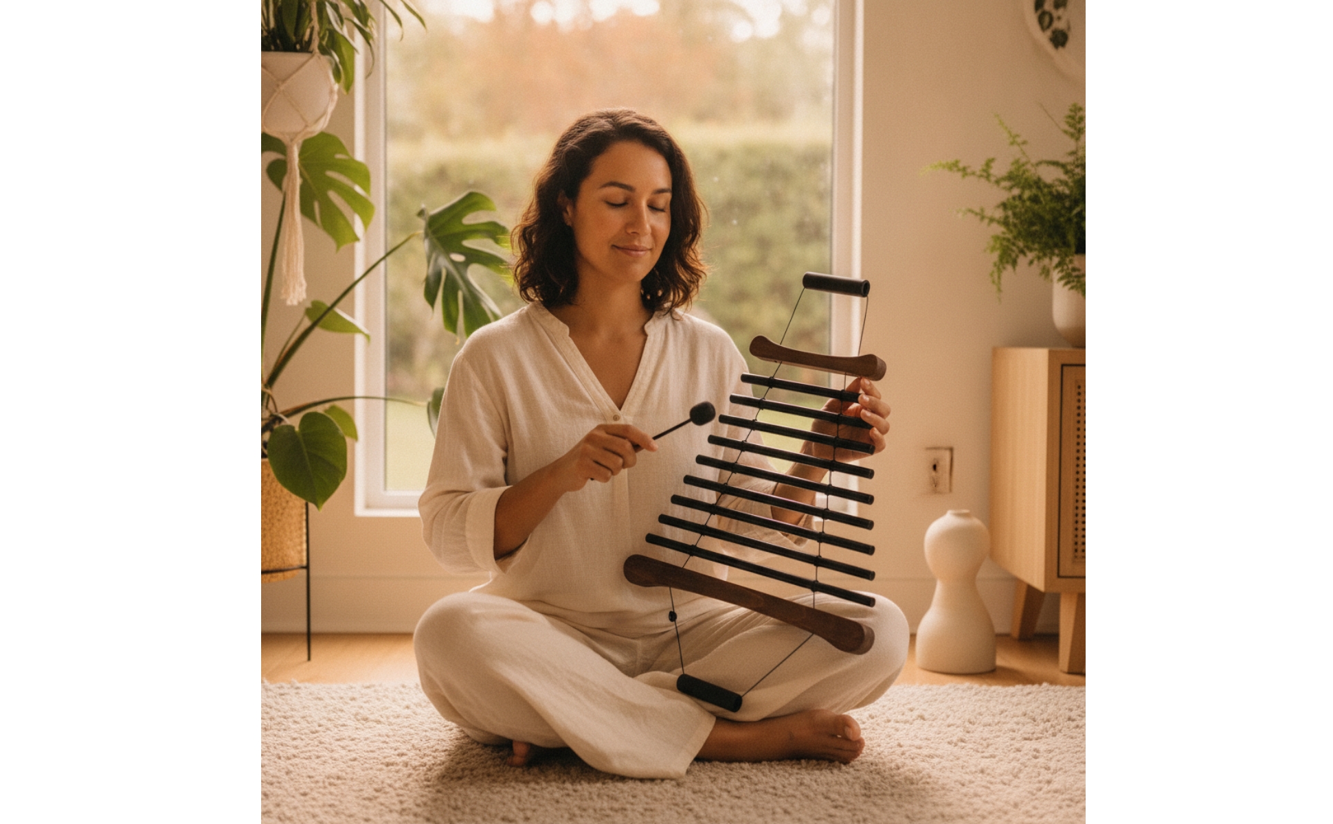 Wind Chime with Mallet 10-Tone Bar Chime with Bag Suspended for Home, Meditators