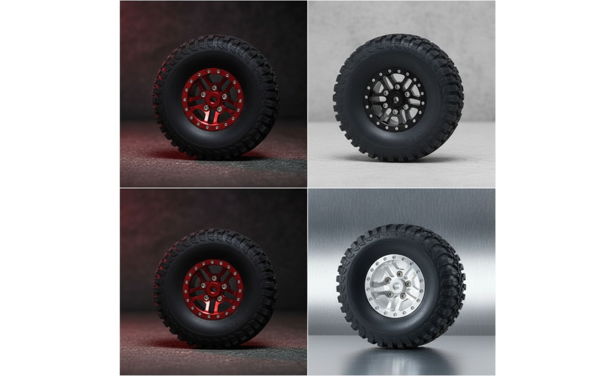 4 Pieces RC Car Wheels with Metal Hub off-Road RC Crawler Tires with Rims
