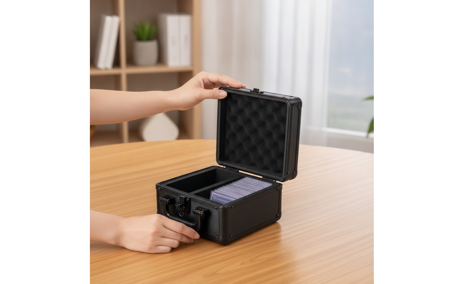 Card Organizer Box with Lock Lockable Card Storage Case Aluminum for Collectors