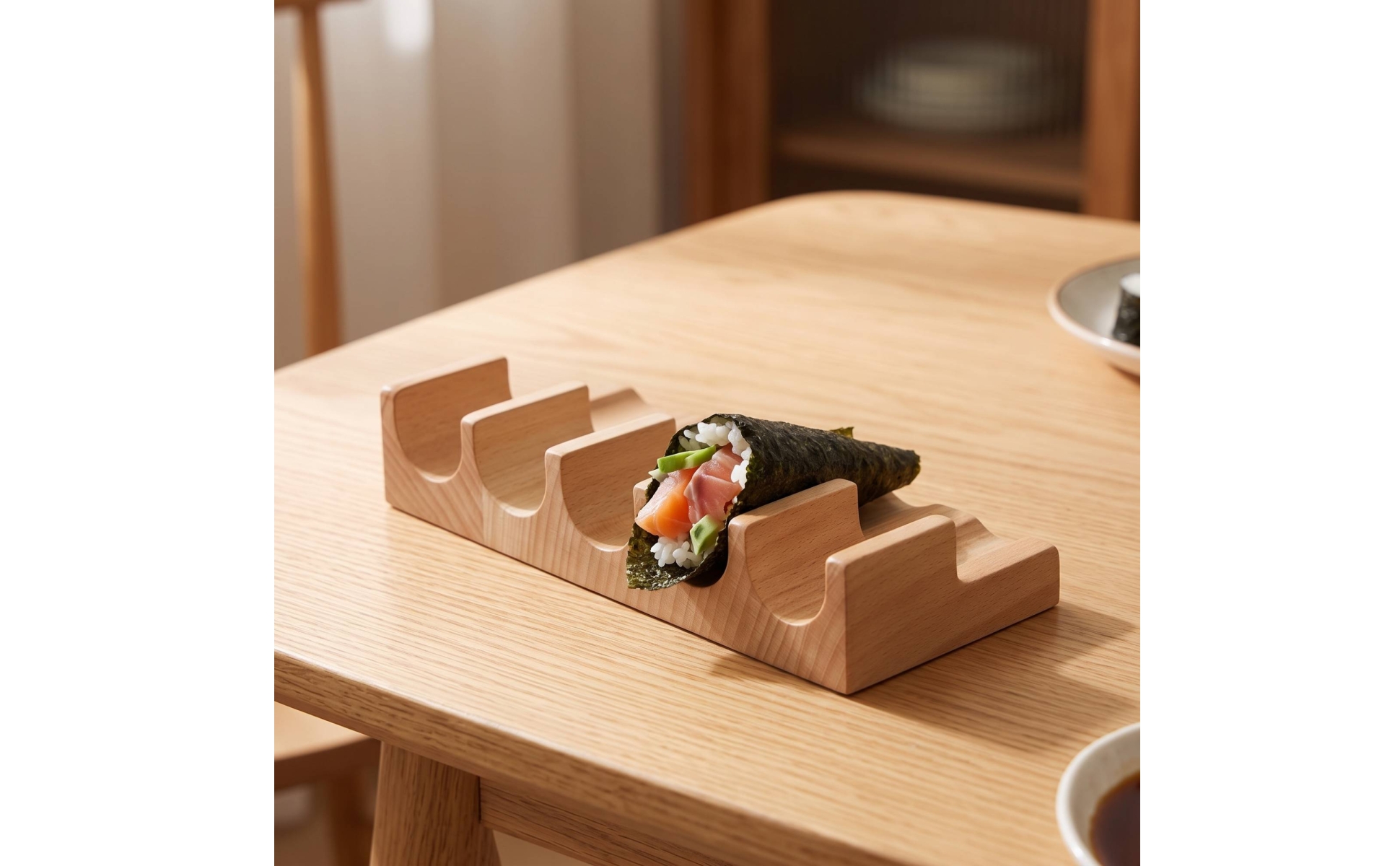 Sushi Holder Wooden Sushi Roll Holder Natural Wood for Restaurants, Home Hosts