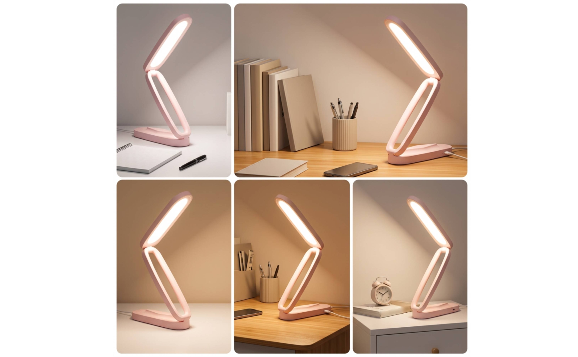 LED Desk Lamp Dimmable Foldable Desk Lamp Rechargeable for Dorm Room, Students