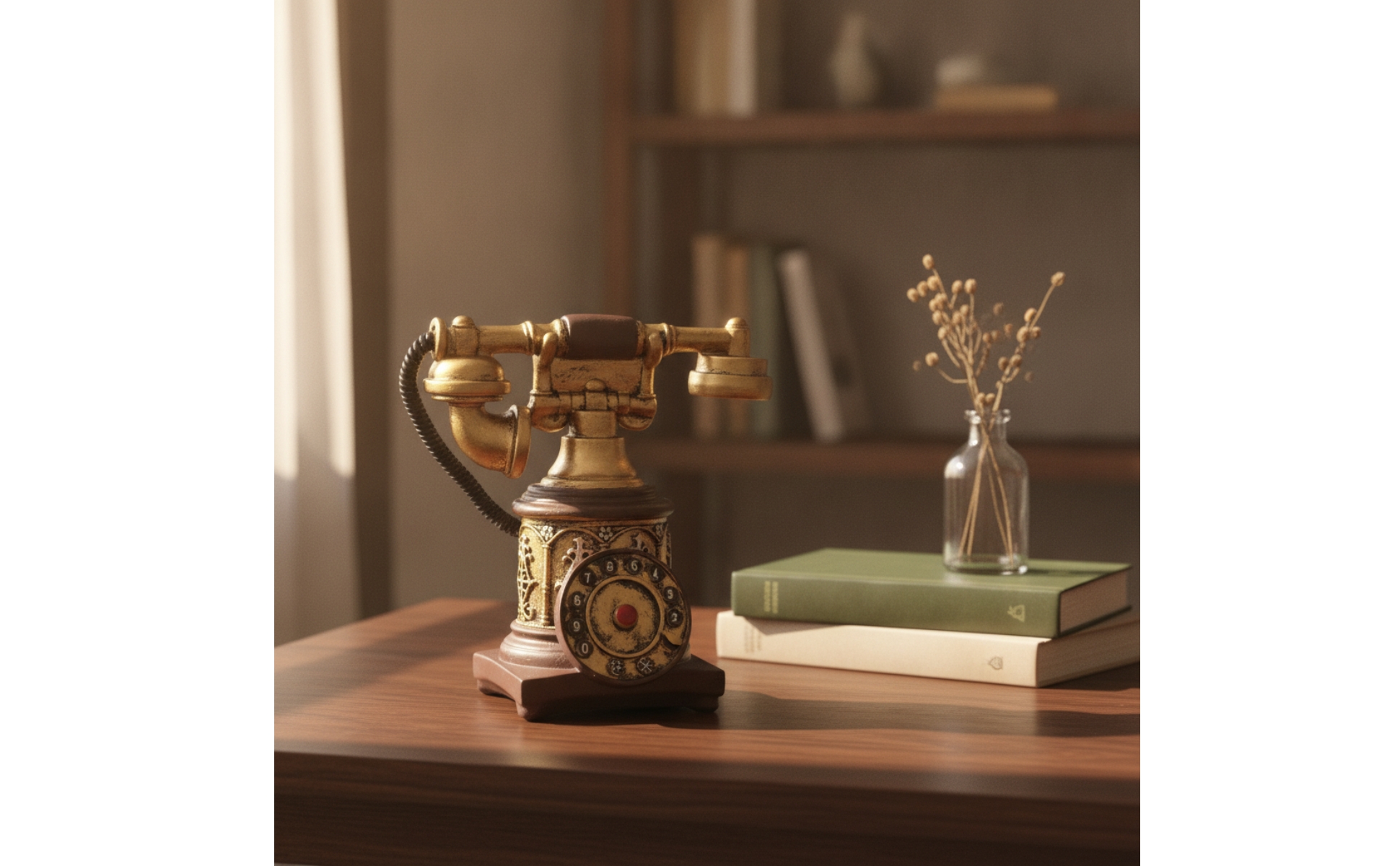 Rotary Telephone Model Retro Rotary Dial Phone Model Decorative for Living Room