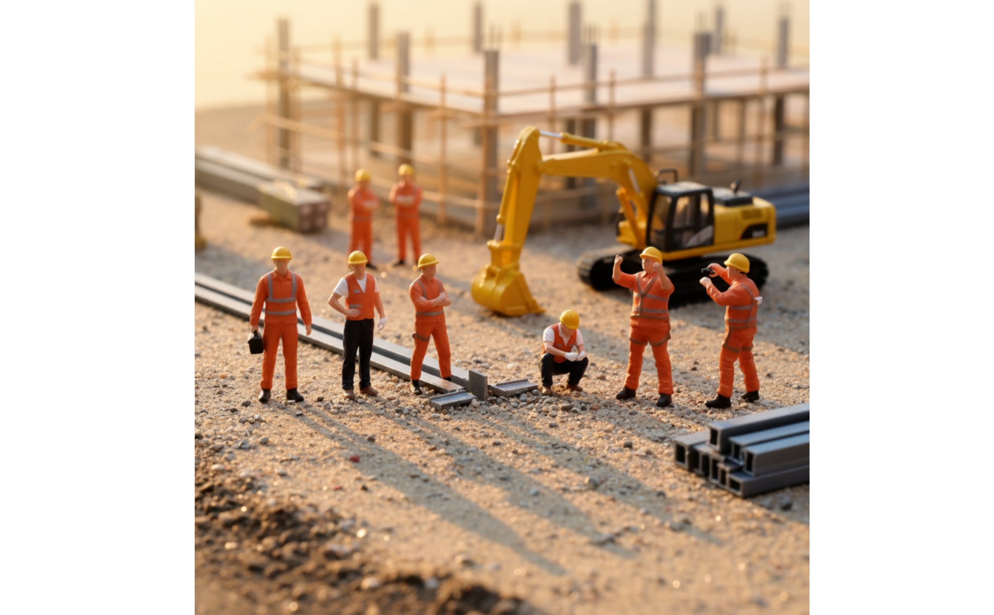 6 Pièces Figurine de Chantier Réaliste Figurine à l’échelle 1/64 Détaillé