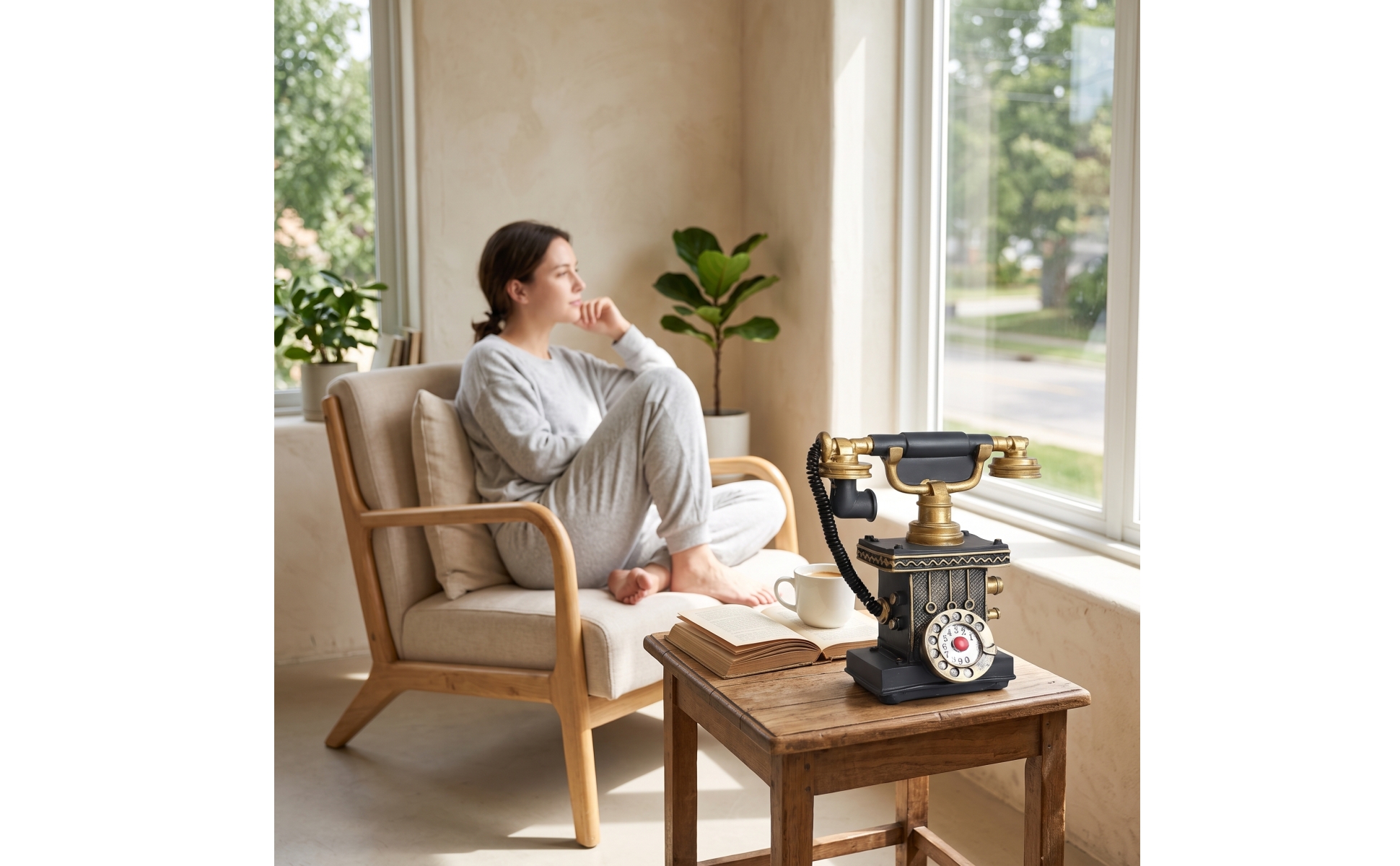 Rotary Telephone Model Retro Rotary Dial Phone Model Decorative for Living Room
