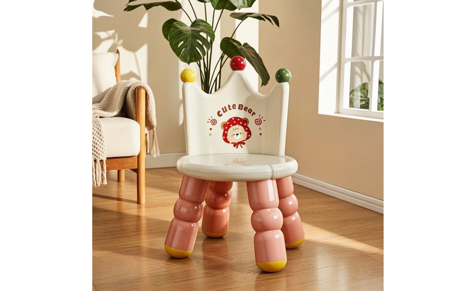 Stool with Backrest Anti-Slip Toddler Stool Supportive for Playroom, Toddlers