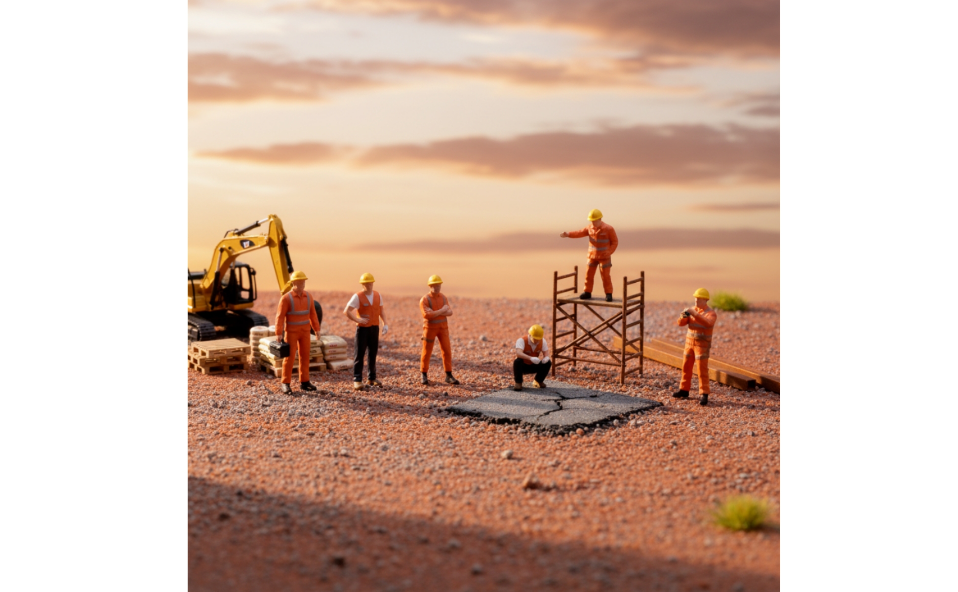 6 Pièces Figurine de Chantier Réaliste Figurine à l’échelle 1/64 Détaillé