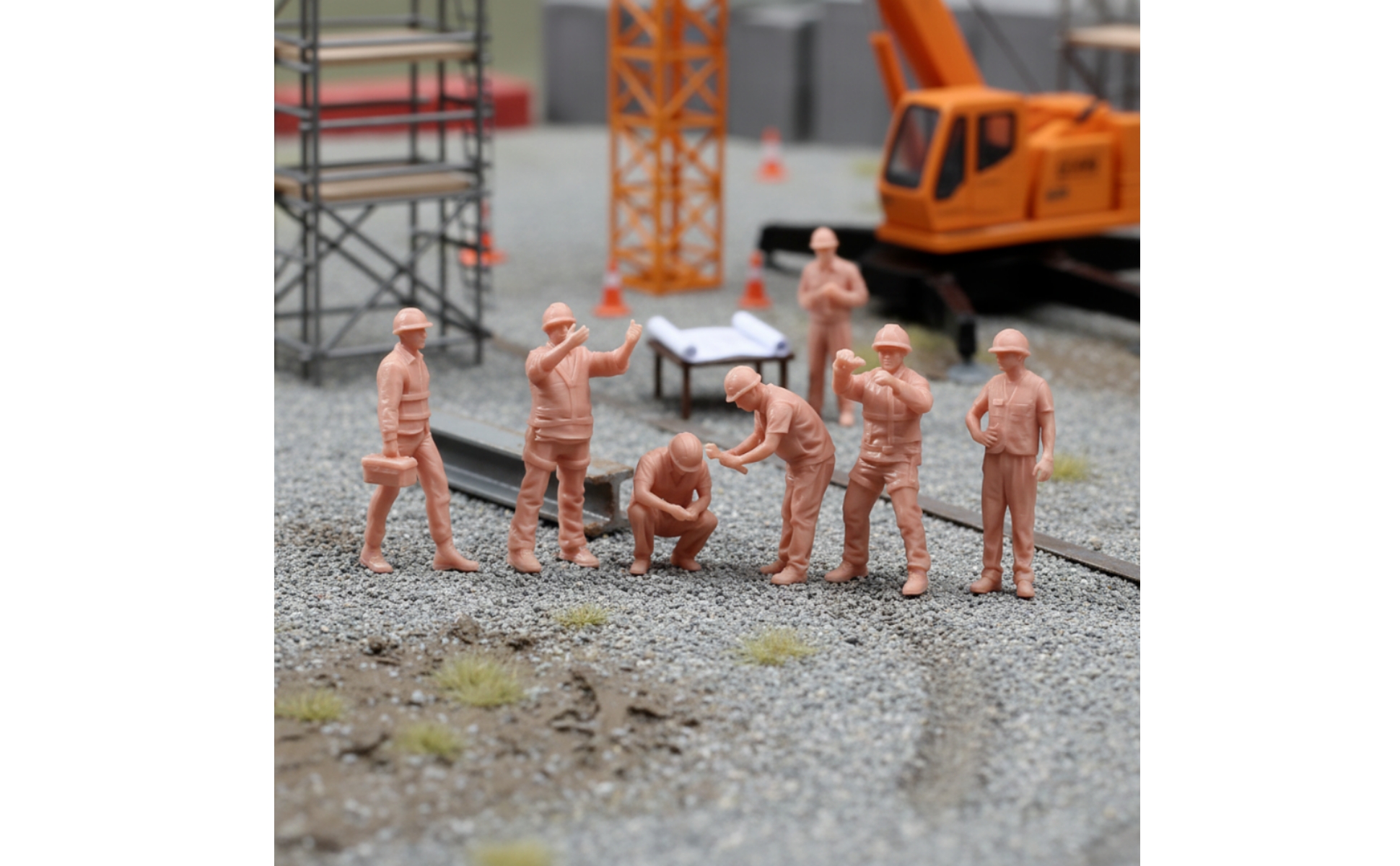 6 Pièces Figurine de Chantier Réaliste Figurine à l’échelle 1/64 Détaillé