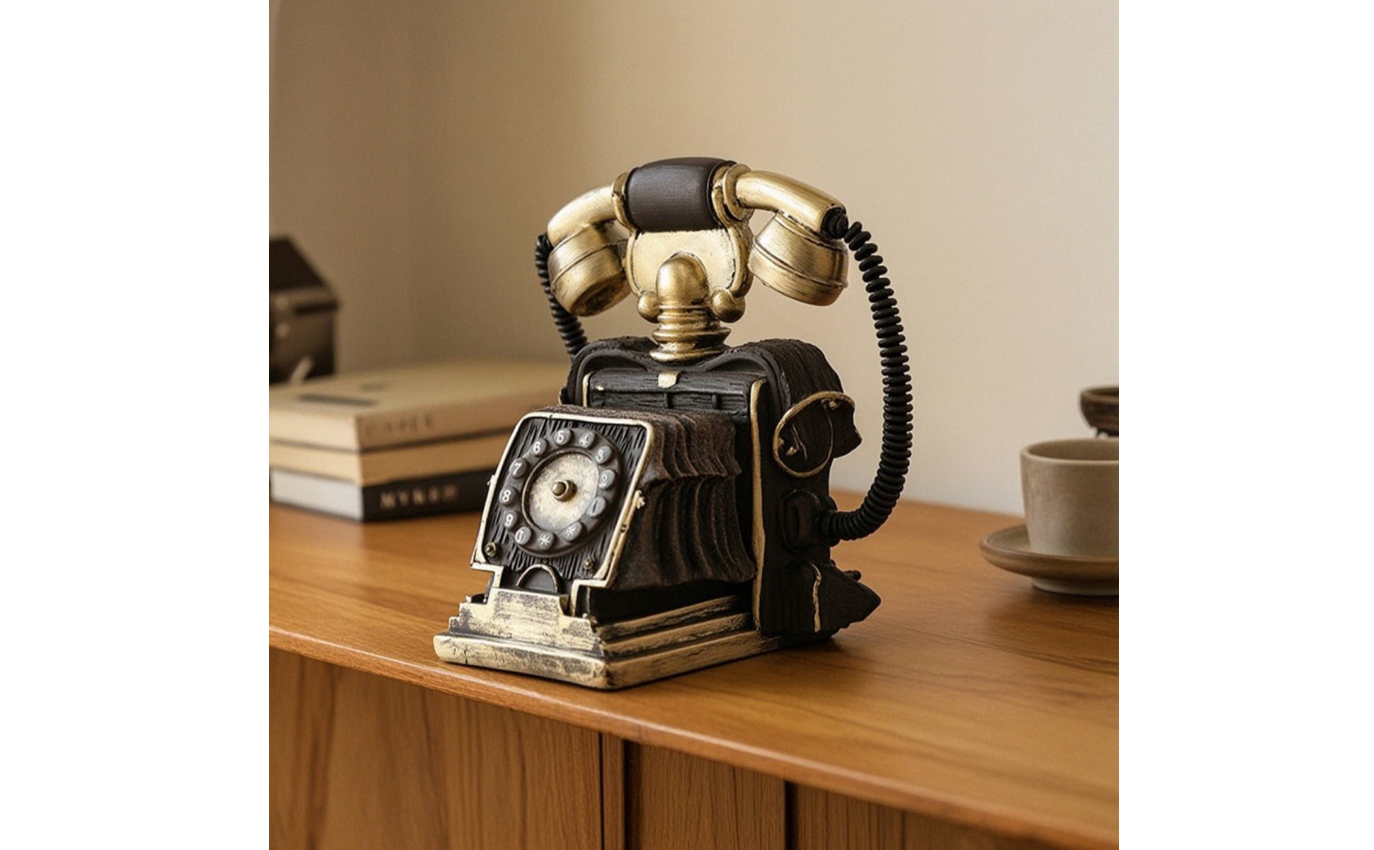 Rotary Telephone Model Retro Rotary Dial Phone Model Decorative for Living Room