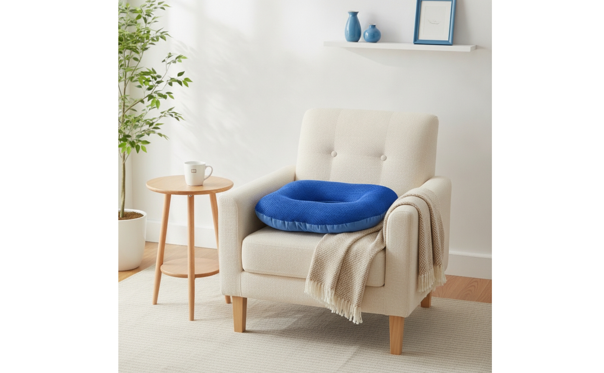 Hollow Seat Cushion Pressure-Relief Cushion with Mesh Cover Breathable for Home