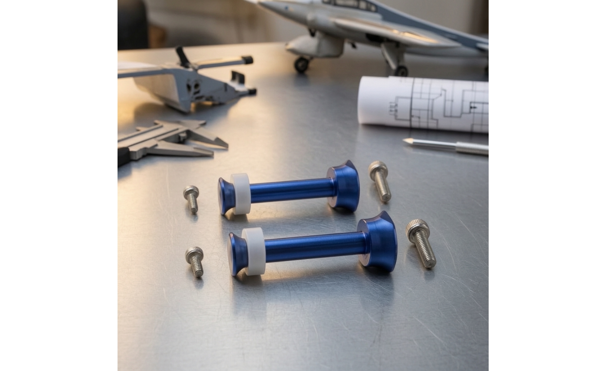 2 Pieces Airplane Wheel Axle Aluminum Landing Gear Axle Anodized for RC Builders