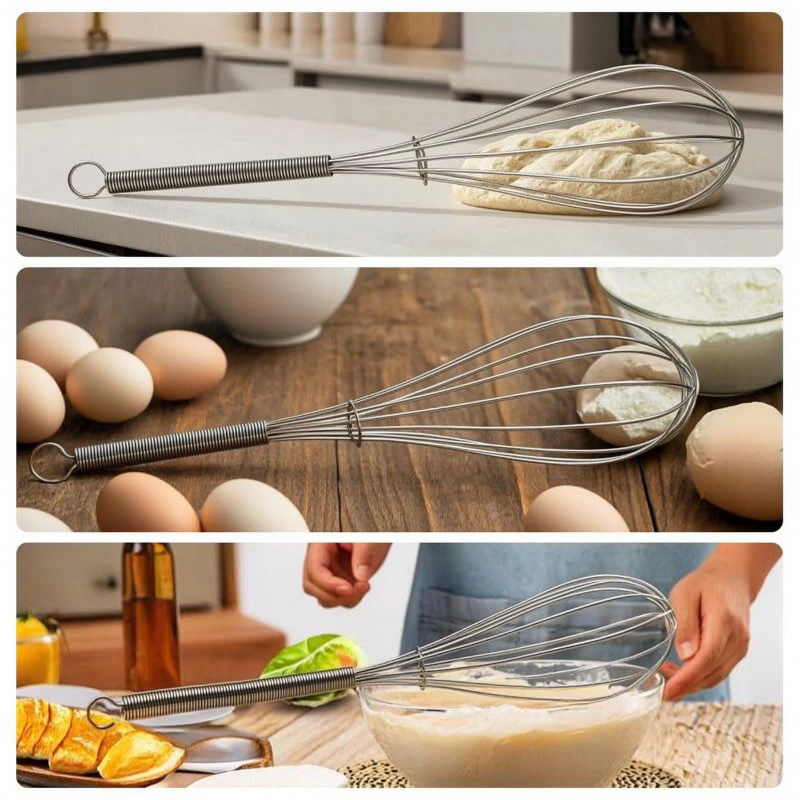Egg Whisk Hand-Held Manual Whisk Easy-Grip for Baking, Kitchen - Produktbild 8