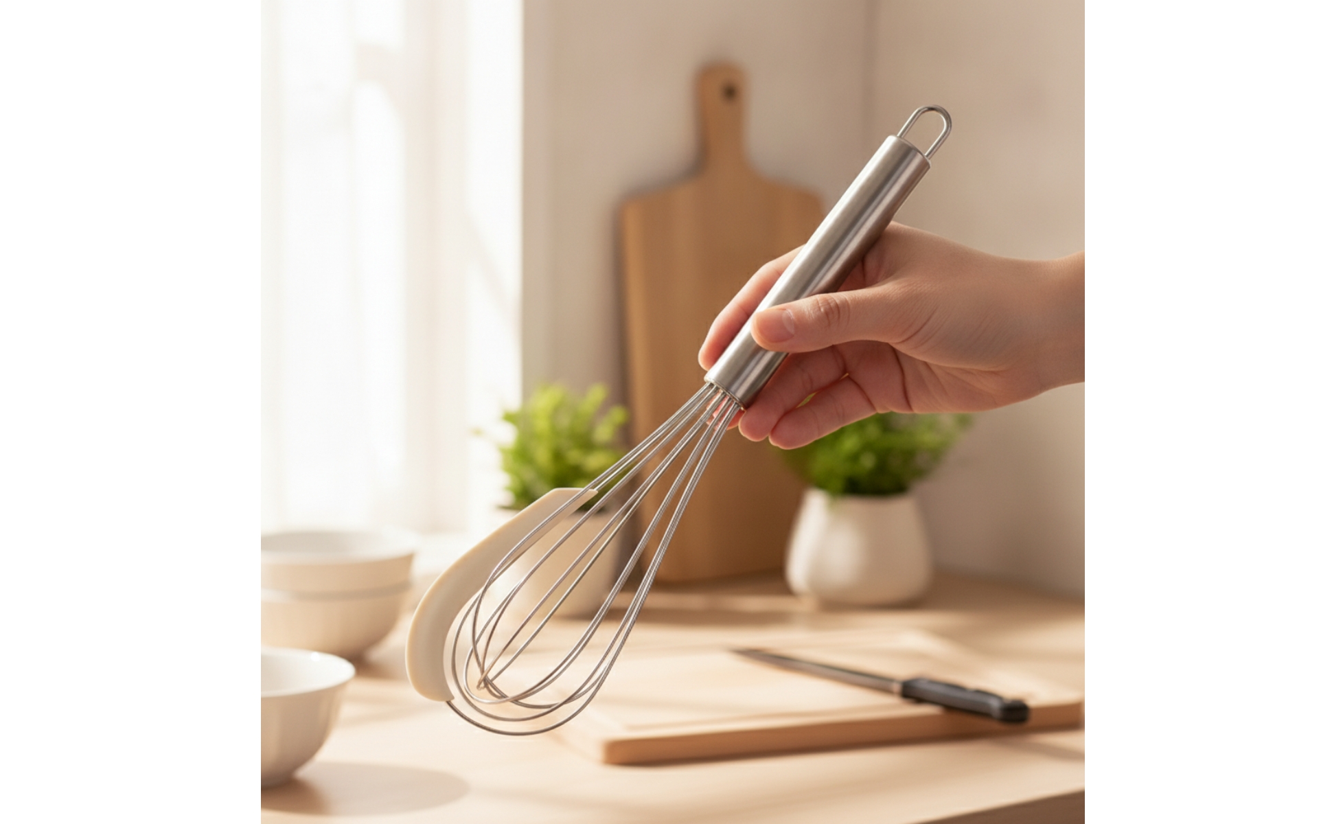 Whisk with Silicone Stainless Steel Balloon Whisk Easy to Clean