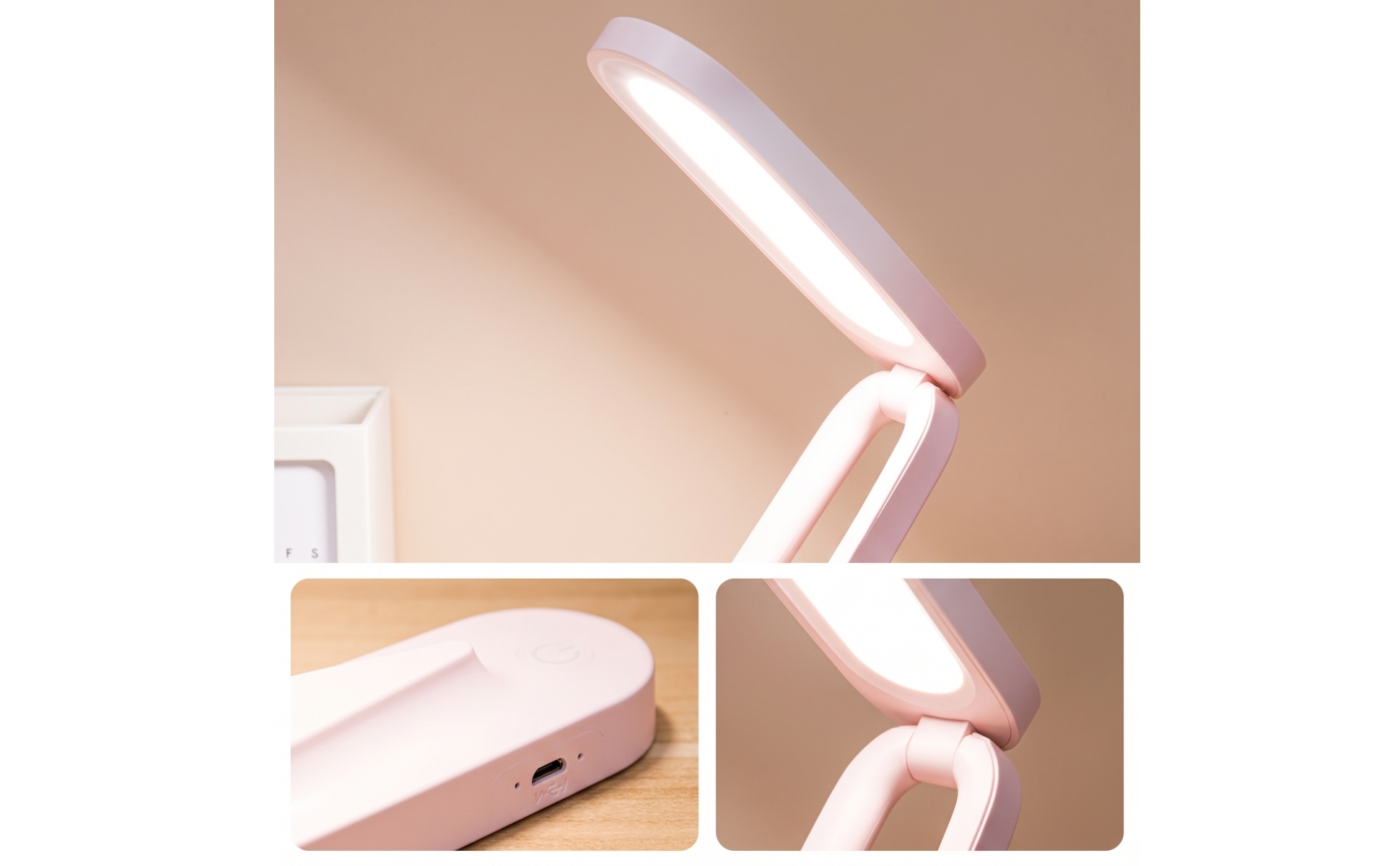 LED Desk Lamp Dimmable Foldable Desk Lamp Rechargeable for Dorm Room, Students
