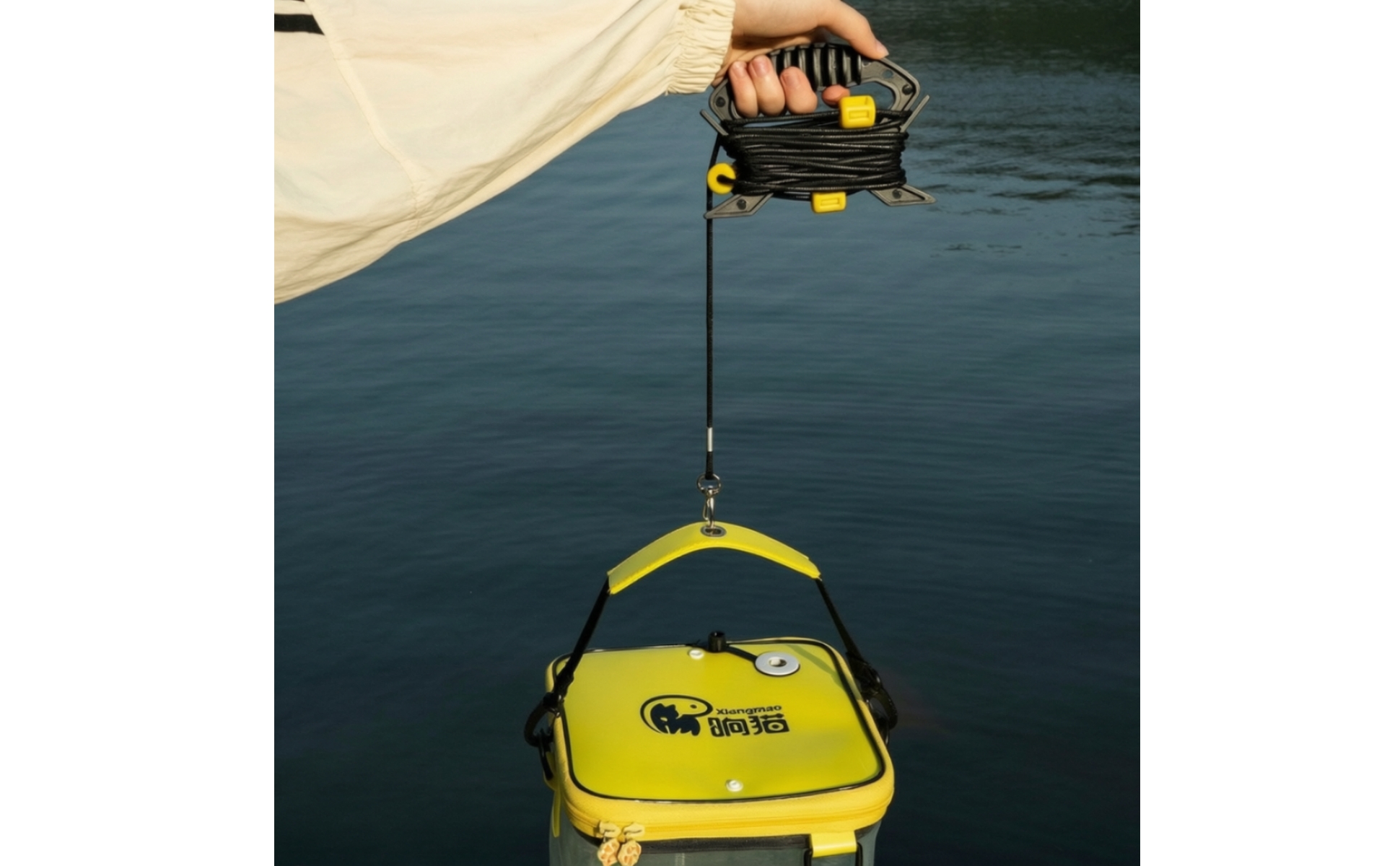Angeleimer faltbar Köderfischeimer transparent für Outdoor, Camping, Angler