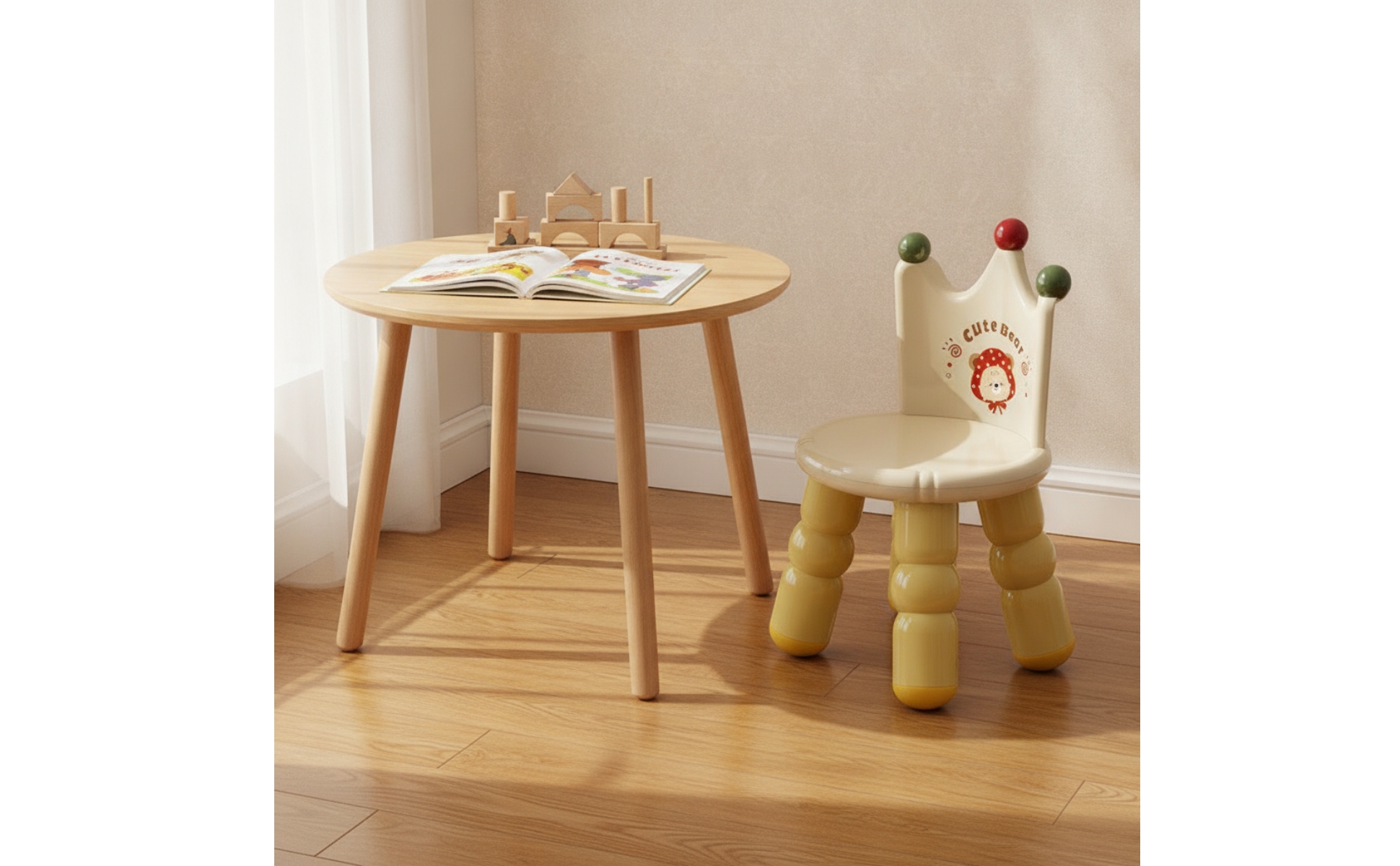 Stool with Backrest Anti-Slip Toddler Stool Supportive for Playroom, Toddlers