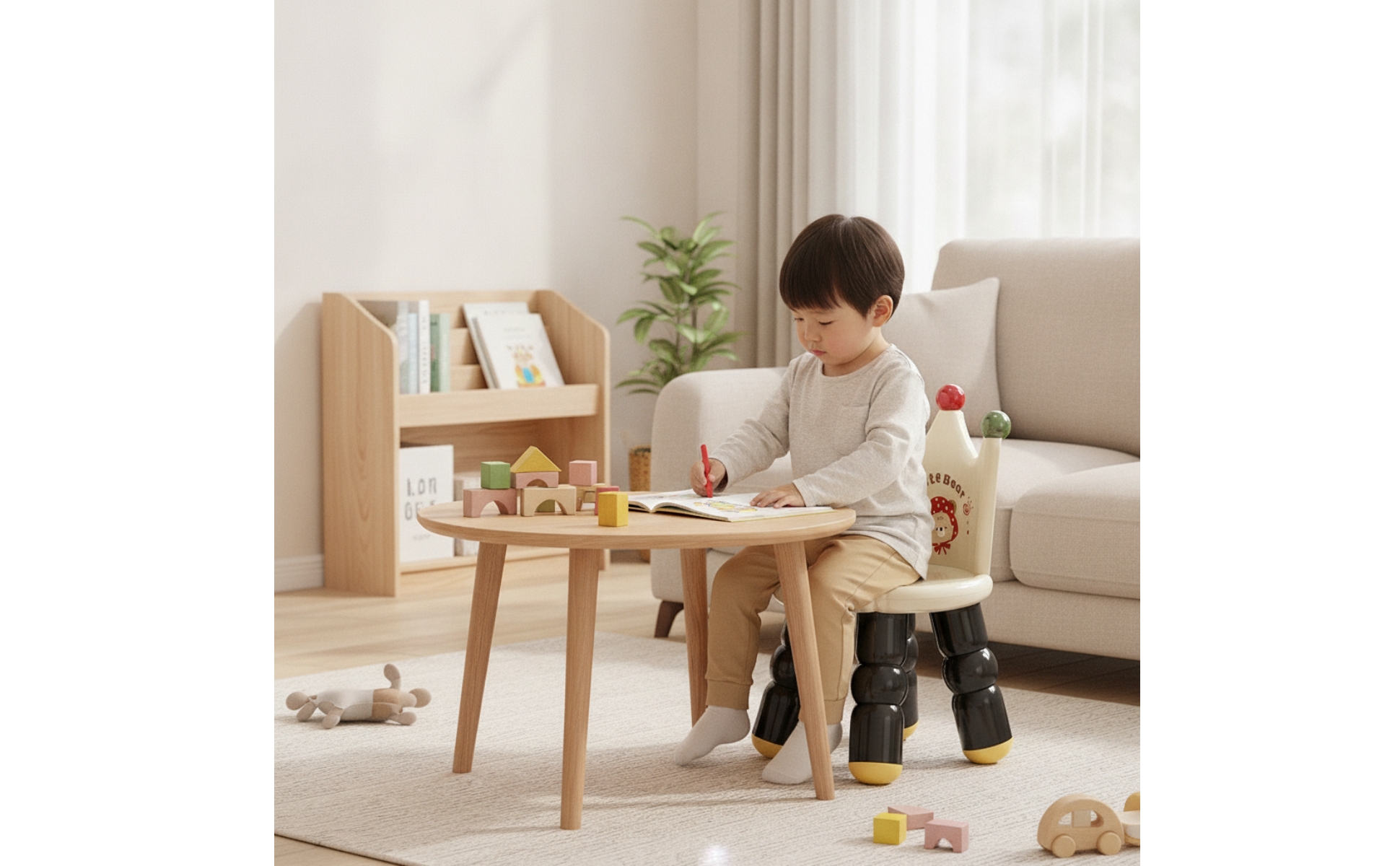 Stool with Backrest Anti-Slip Toddler Stool Supportive for Playroom, Toddlers