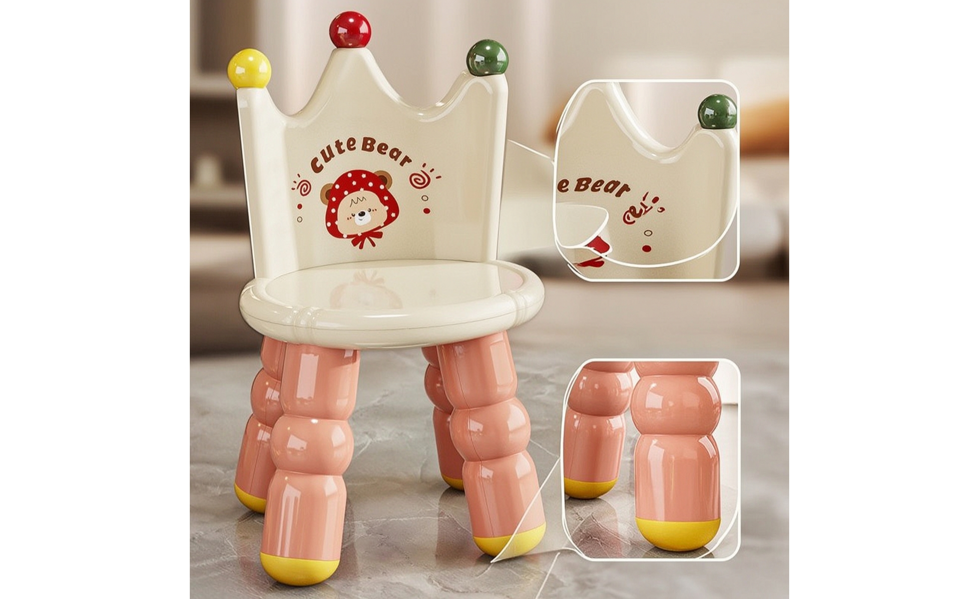 Stool with Backrest Anti-Slip Toddler Stool Supportive for Playroom, Toddlers