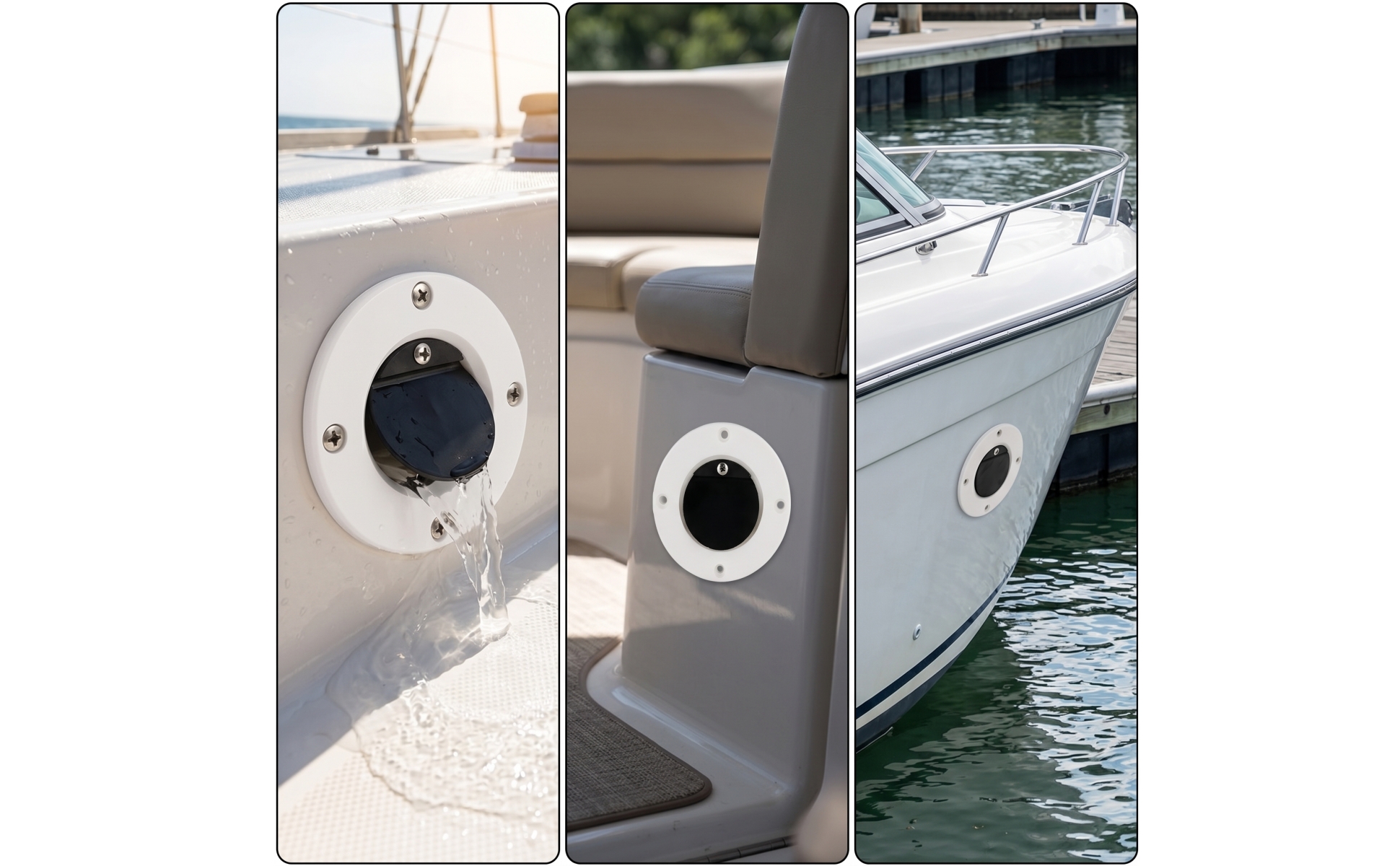 Borddurchlass mit Rückschlagventil weiß Boot-Ablaufventil maritim für Yacht