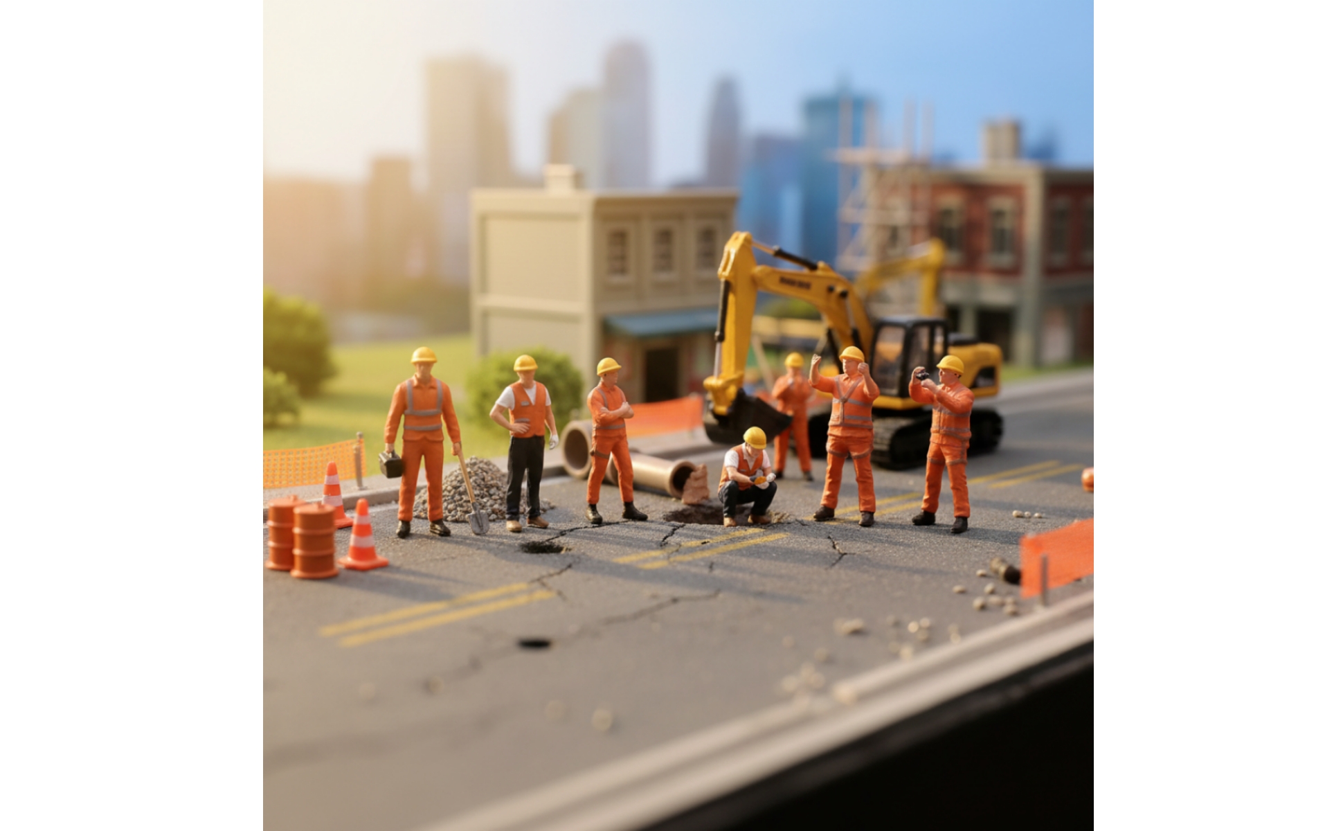 6 Pièces Figurine de Chantier Réaliste Figurine à l’échelle 1/64 Détaillé
