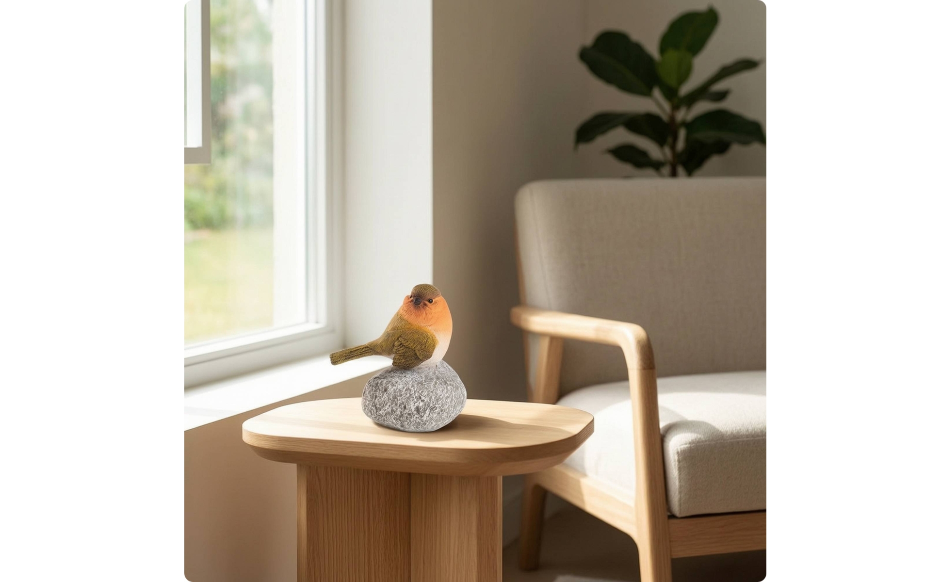Bird Figurine with Stone Base Tabletop Bird Figurine Resin for Shelf, Patio