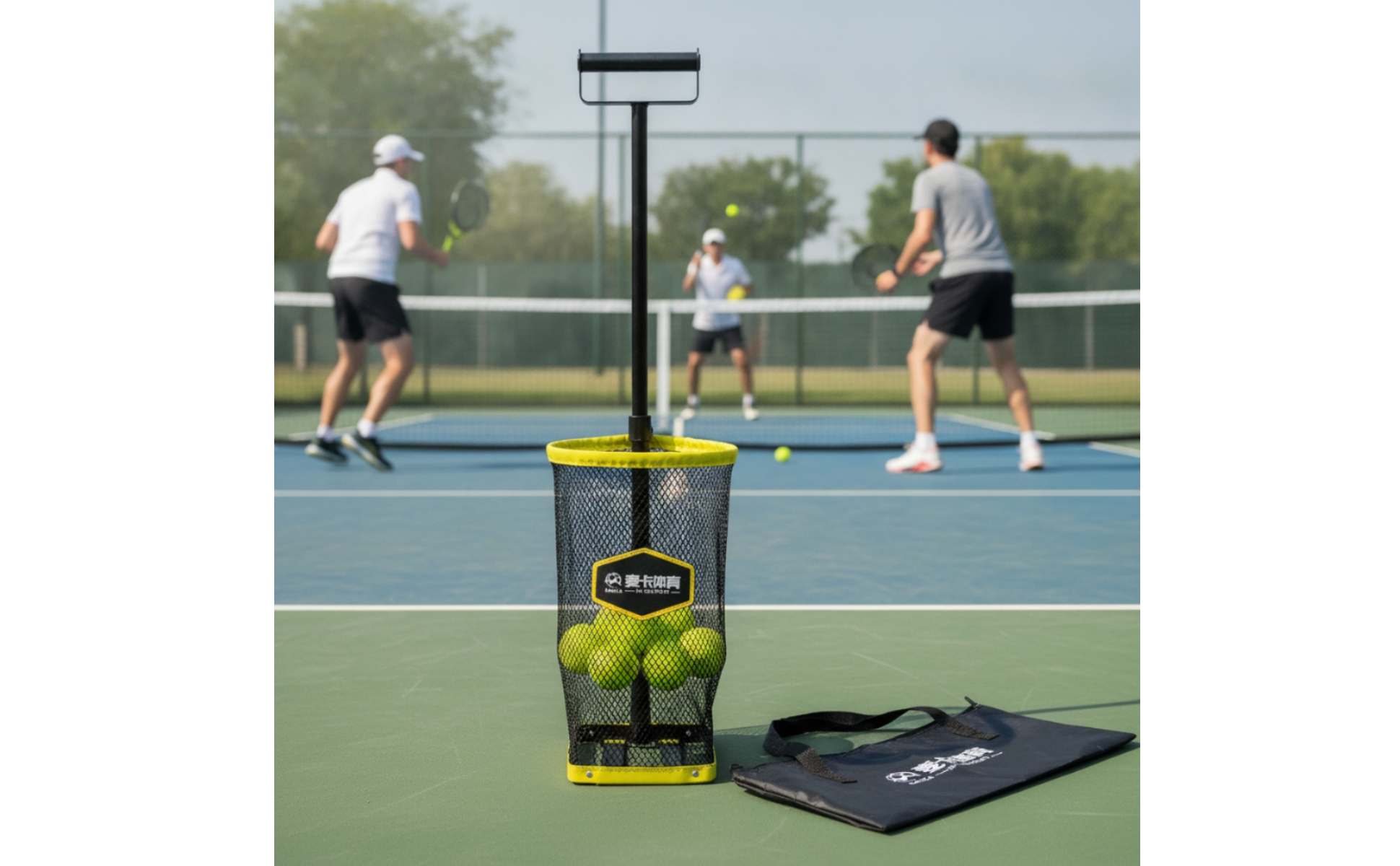 Pickleball-Sammler rückenschonend Ballsammler mit Netzkorb tragbar für Coach