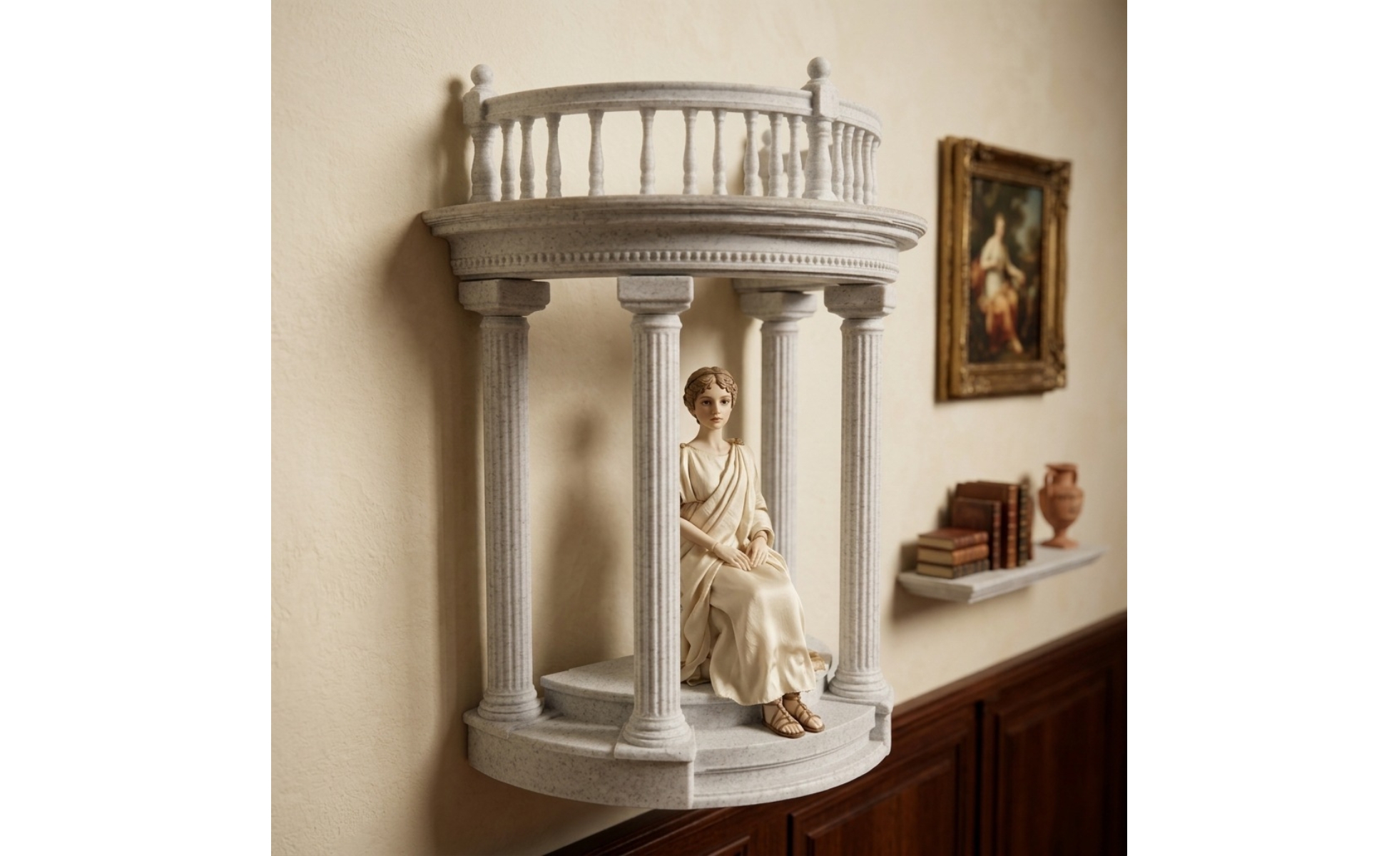 Roman Column Pedestal Marble-Like Column Display Stand Stone-Texture