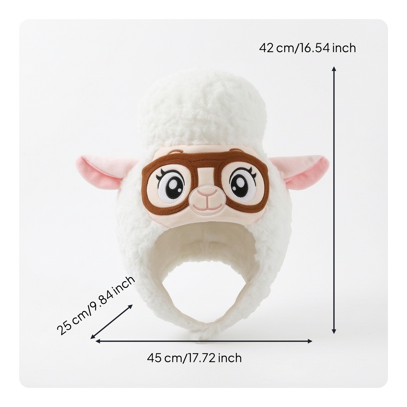 Sheep Head Hat with Glasses Soft Headwear Funny for Photo Shoots