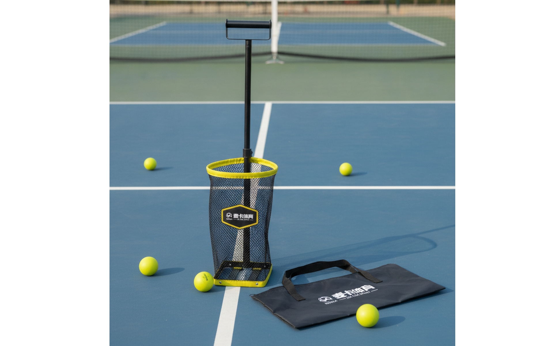 Pickleball-Sammler rückenschonend Ballsammler mit Netzkorb tragbar für Coach