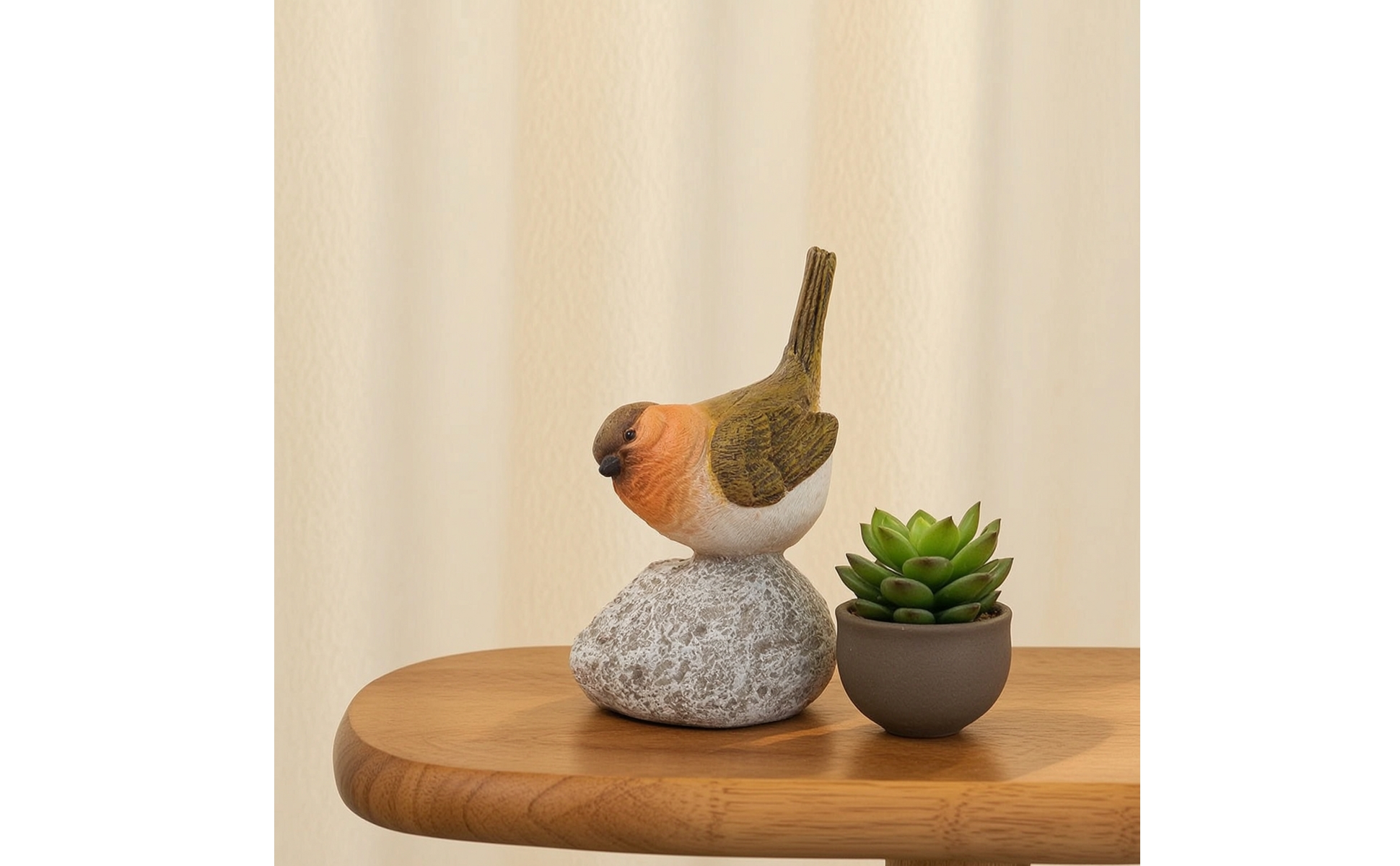 Bird Figurine with Stone Base Tabletop Bird Figurine Resin for Shelf, Patio