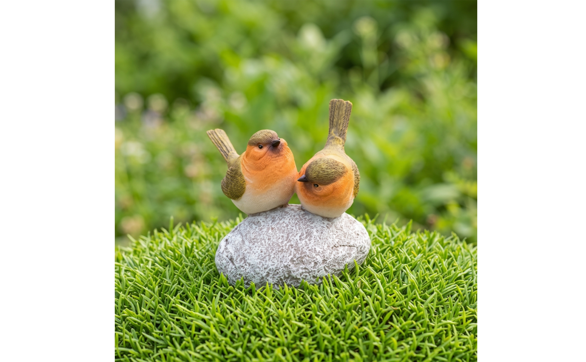 Bird Figurine with Stone Base Tabletop Bird Figurine Resin for Shelf, Patio