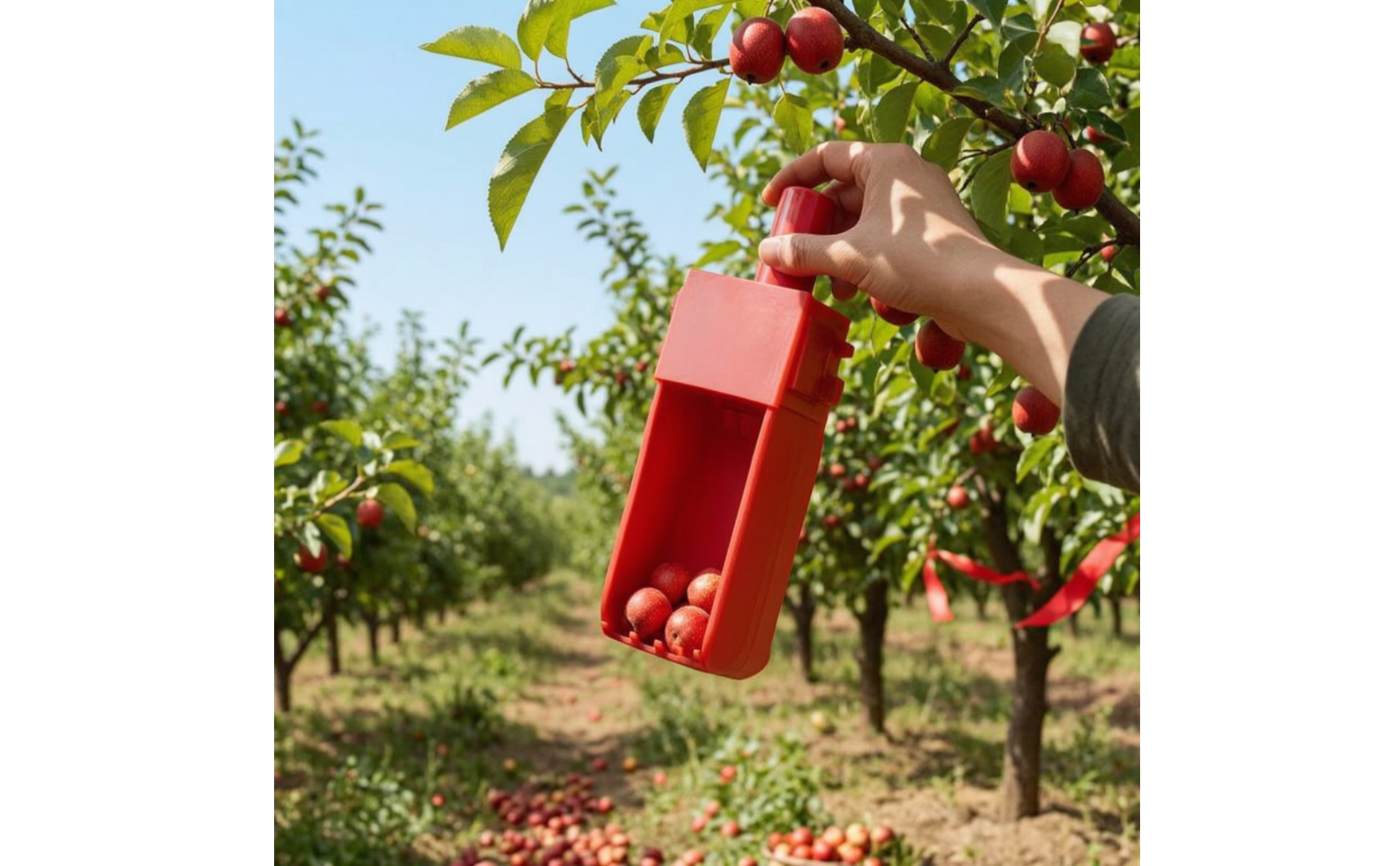 Fruit Picker with Lid Pole-Mounted Fruit Harvesting Scoop Lightweight