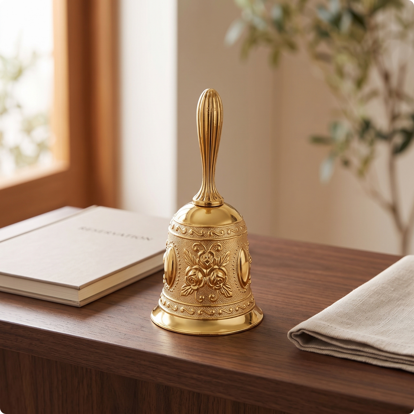 Hand Bell with Handle Smooth Metal Hand Bell Loud for Classrooms, Receptionists