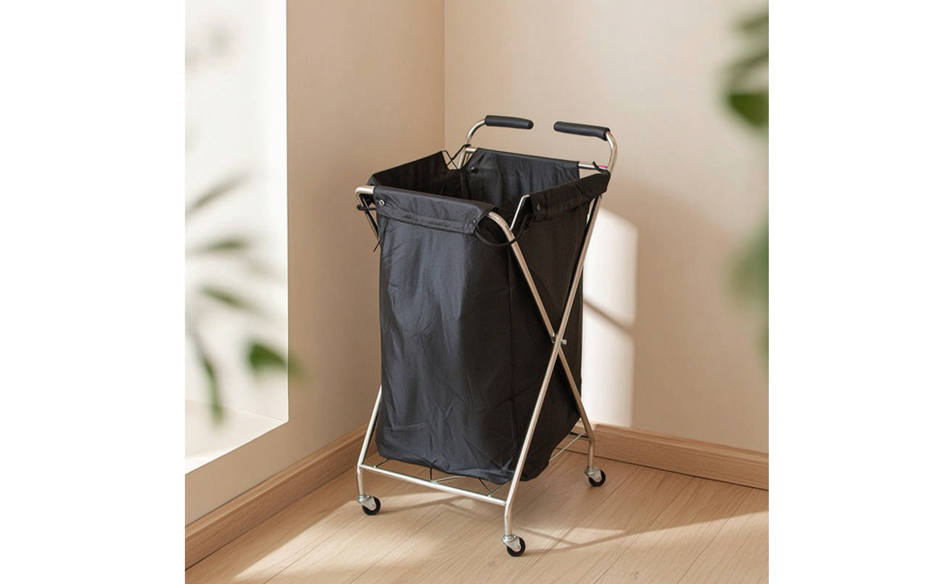 Rolling Laundry Hamper Collapsible Rolling Cart with Textile Bin Mobile for Gyms