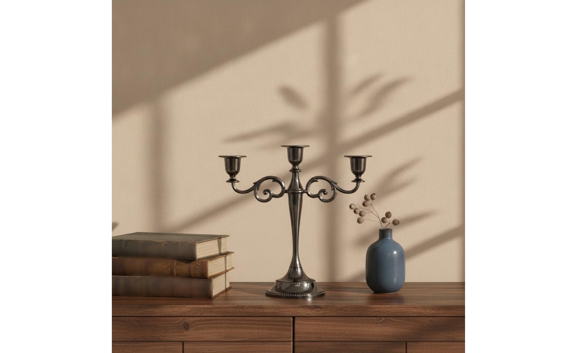 3-Arm Candelabra Tabletop Candelabra with 3 Arms Scrollwork for Weddings, Brides