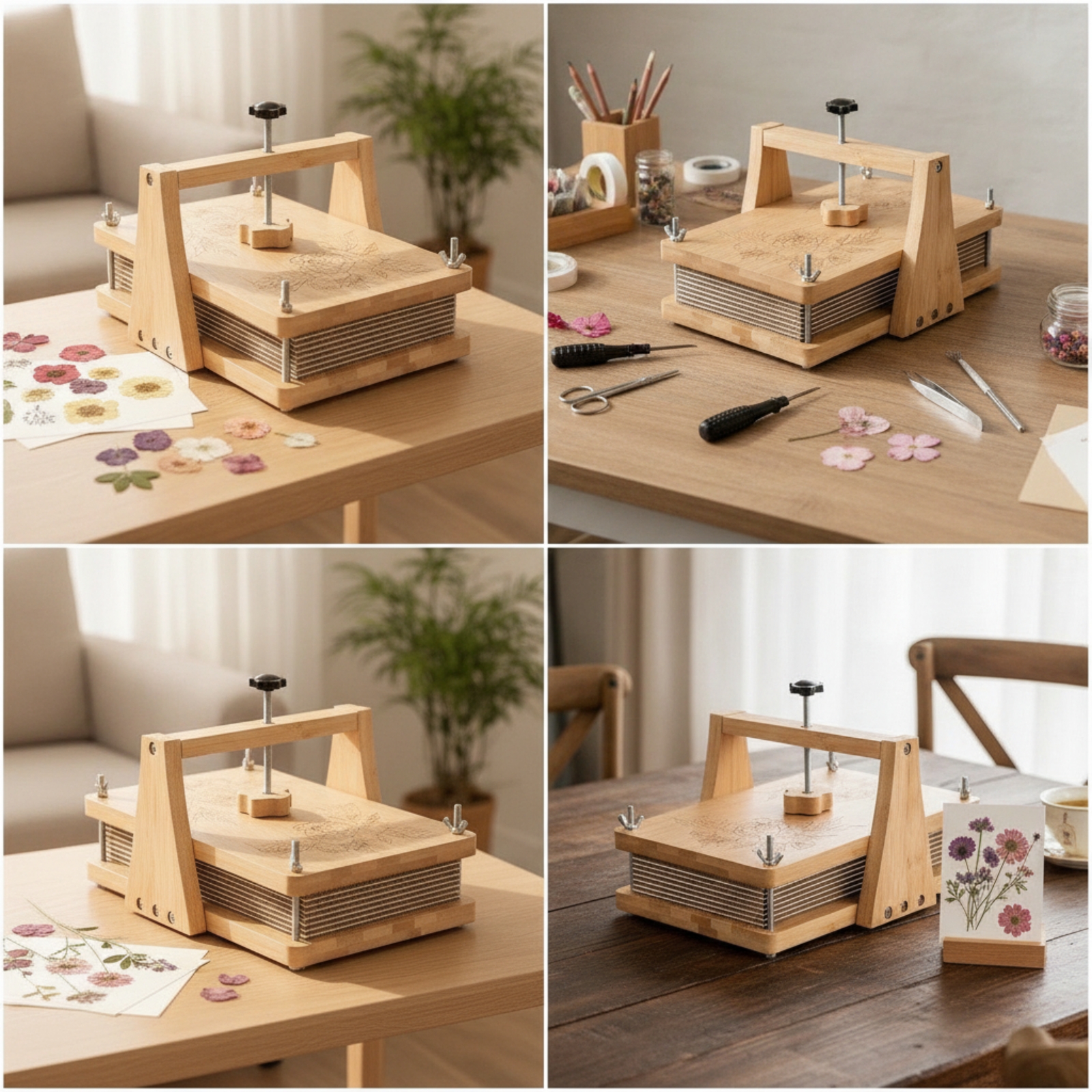 Blumenpresse aus Holz DIY Blütenpresse aus Holz Naturbelassen für - Produktbild 4